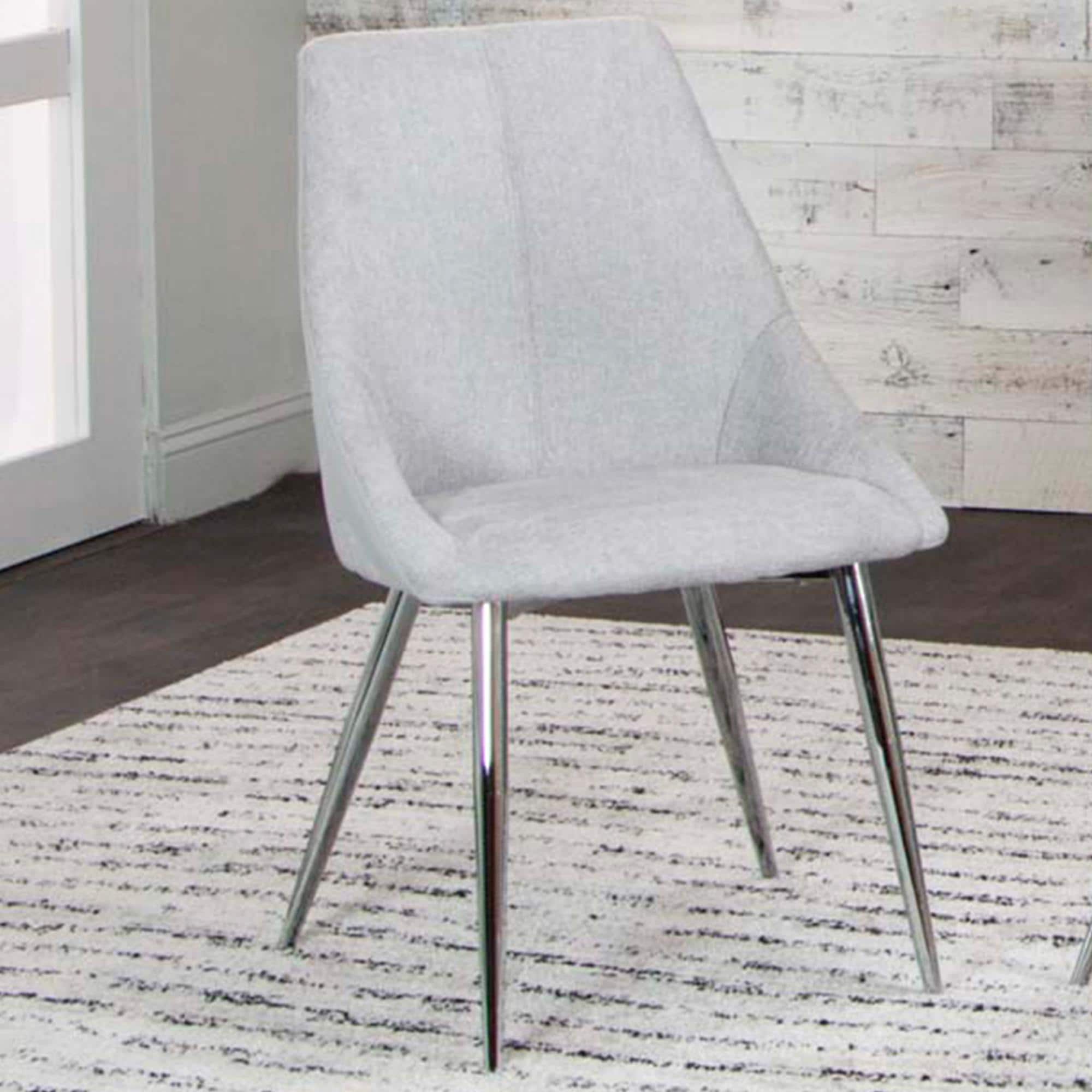 Penny Lane Idina Side Chair with Light Gray Cushion in Chrome