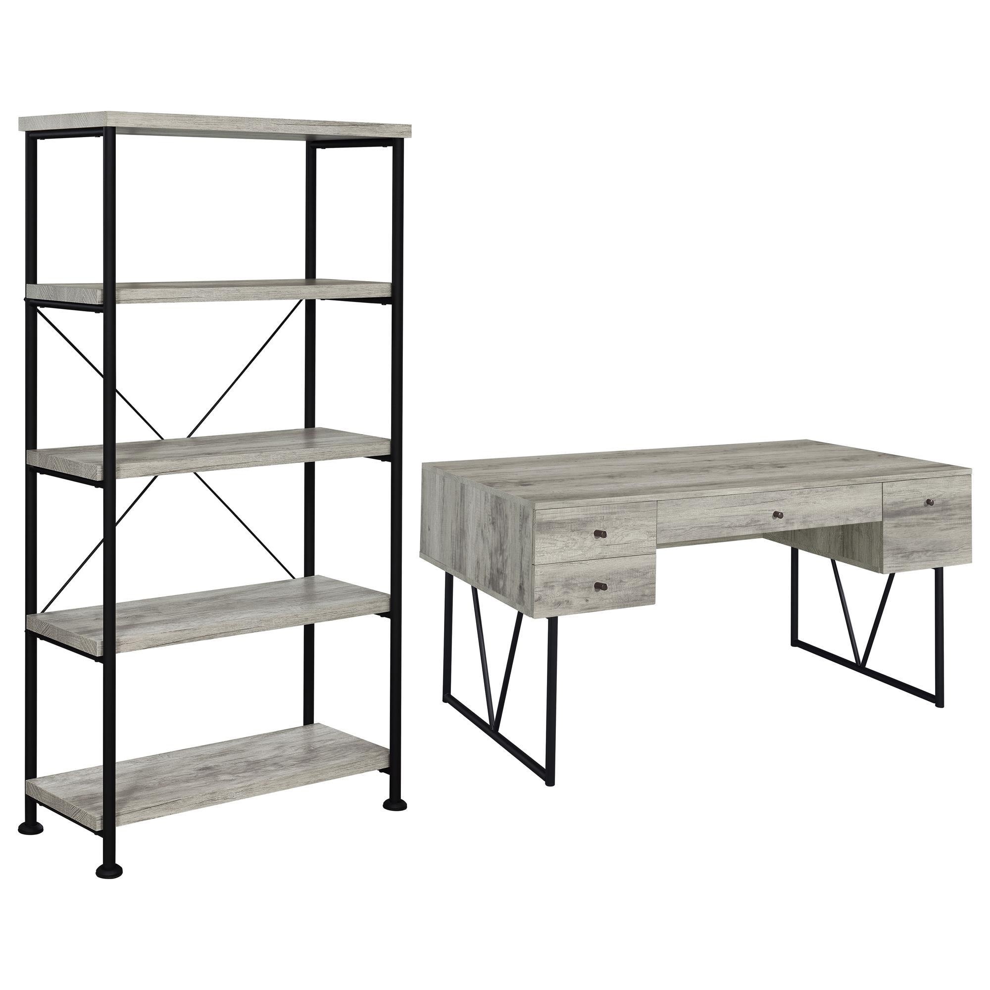 Pacific Landing Analiese 2-Piece Desk and Bookcase Set in Black