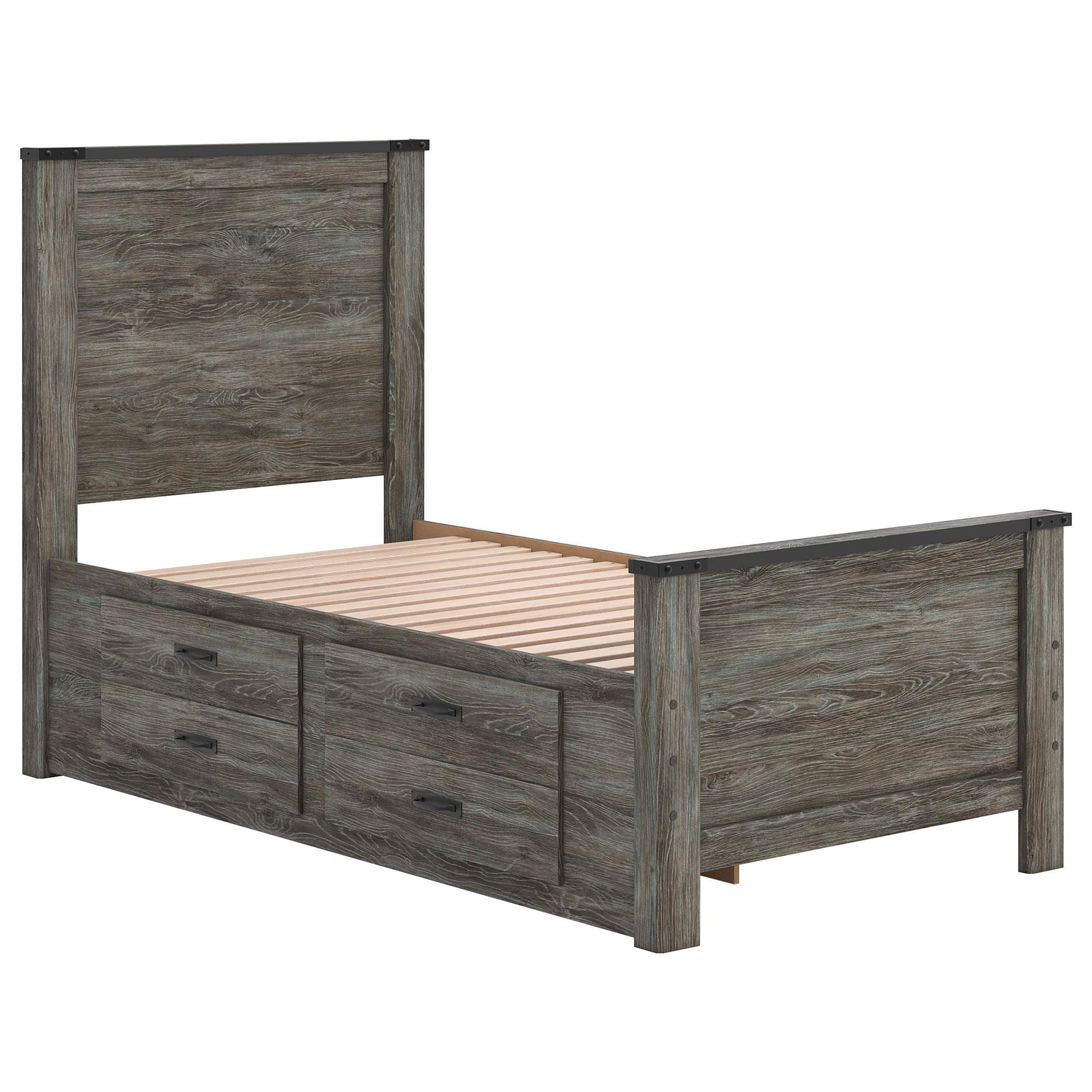 Ashley Frandern Full Platform Bed with Storage in Warm Gray