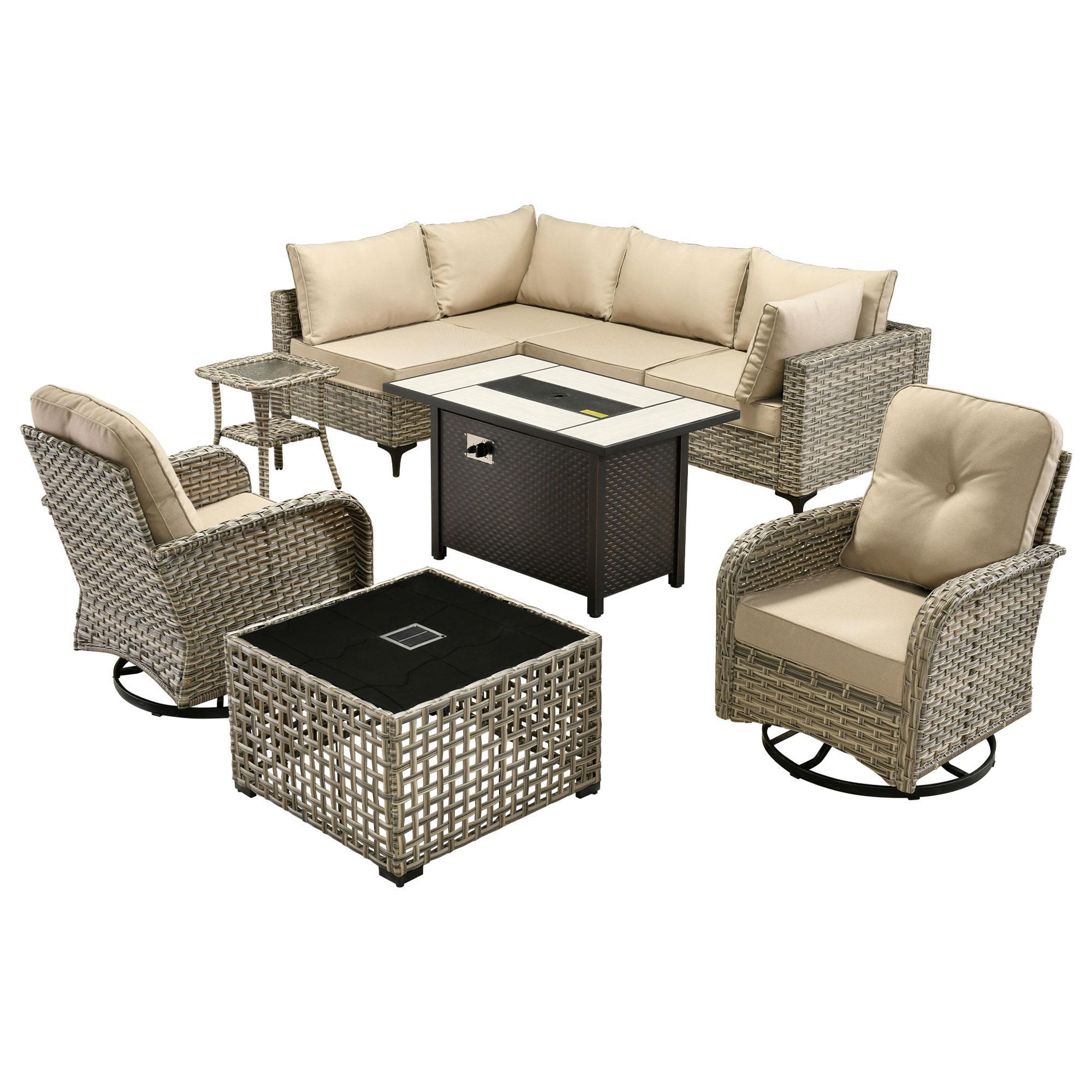 HOMLUX 9-Piece Patio Conversation Set in Black