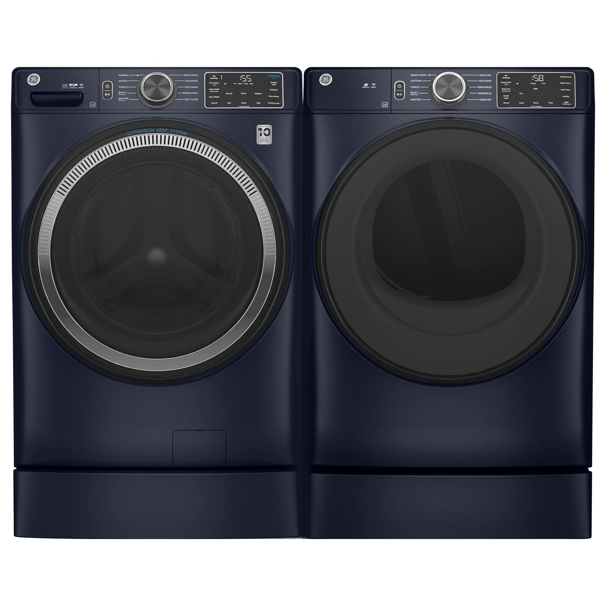 GE Appliances 4.8 Cu. Ft. Front Load Washer and 7.8 Cu. Ft