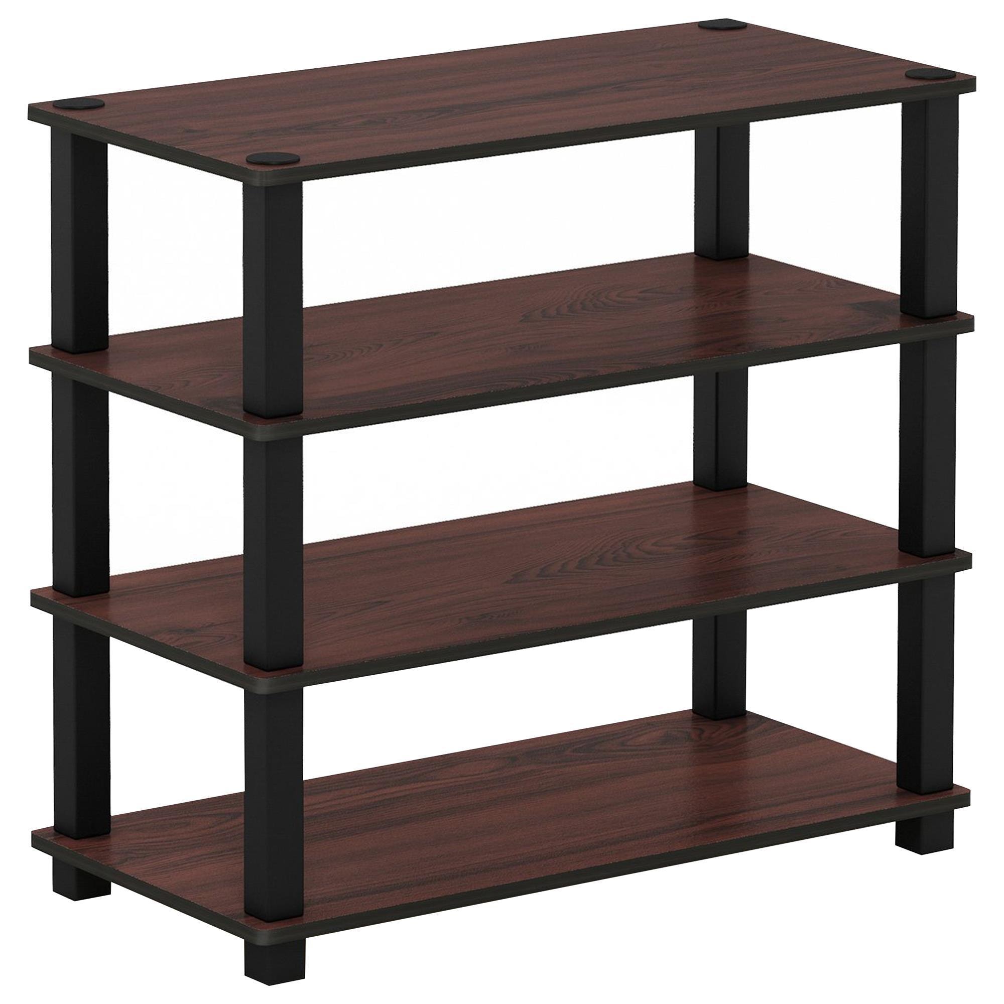 HOMLUX 4-Tier Shoe Rack in Dark Cherry and Black