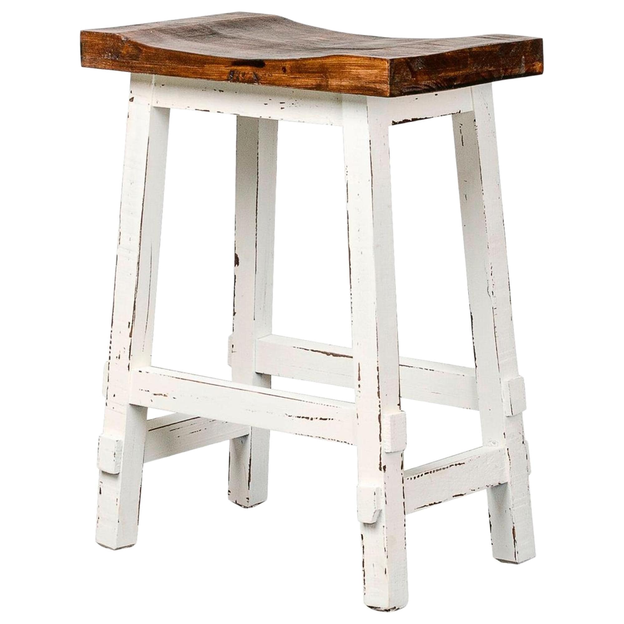 Rustic Imports Santa Rita 24 Barstool In Aged White And Tobacco Nebraska Furniture Mart