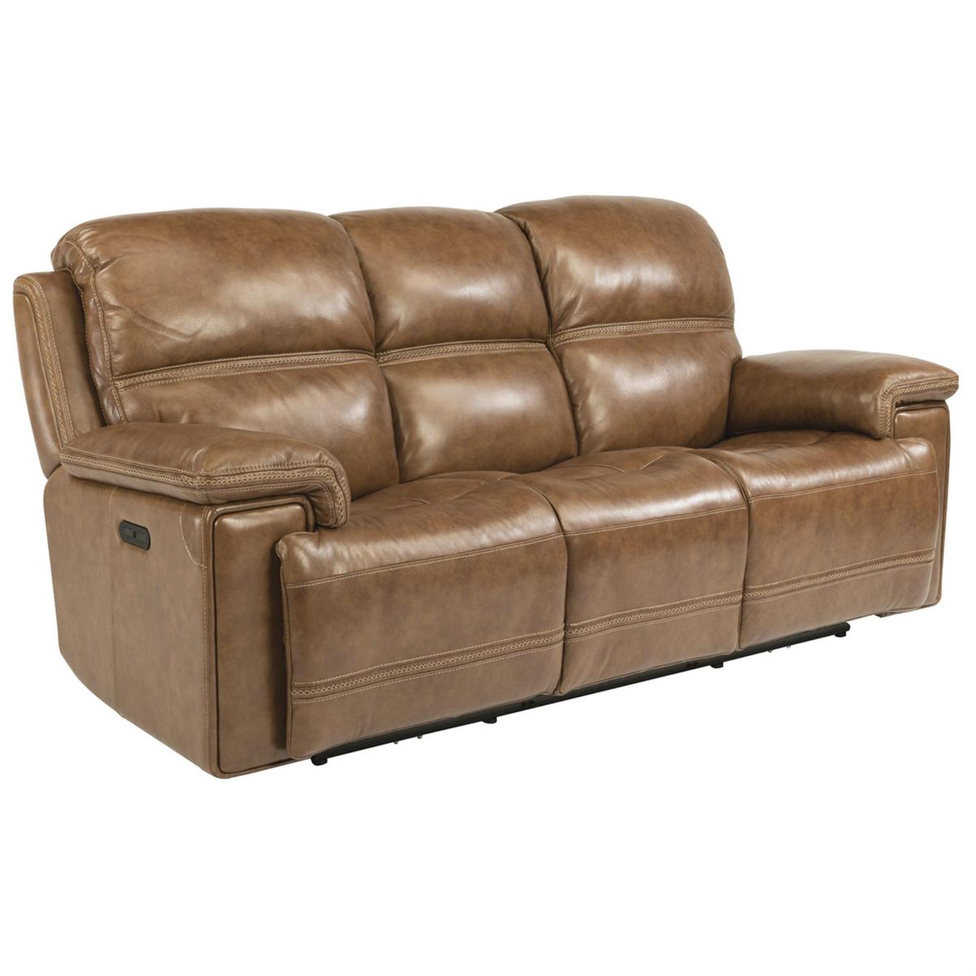 Flexsteel Fenwick Power Sofa with Headrest in Light Brown | Shop NFM
