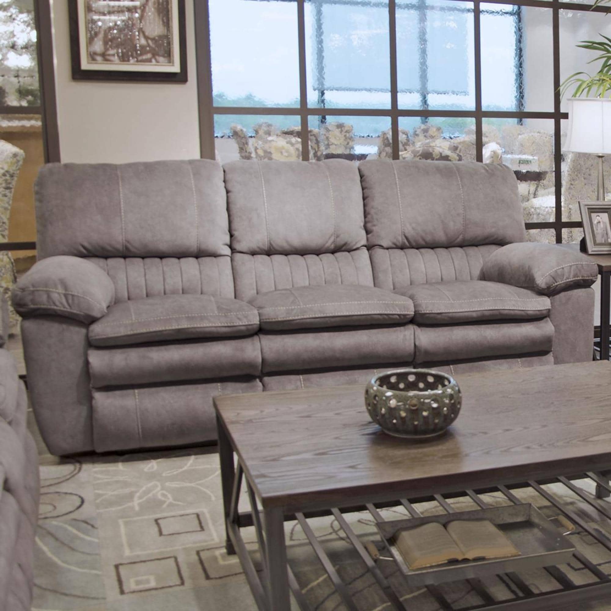 Catnapper Reyes Manual Lay Flat Reclining Sofa in Graphite