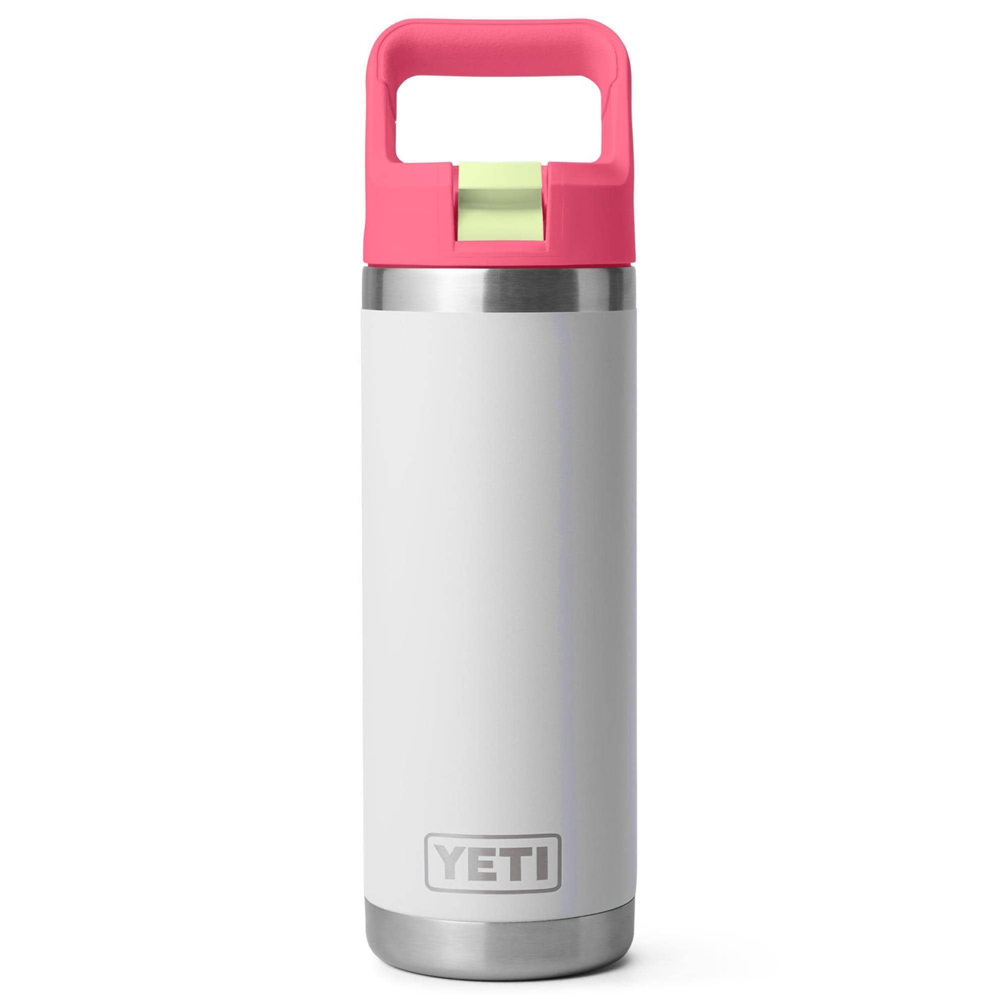 YETI Rambler 18 Oz Water Bottle with Straw Cap in Power Pink and