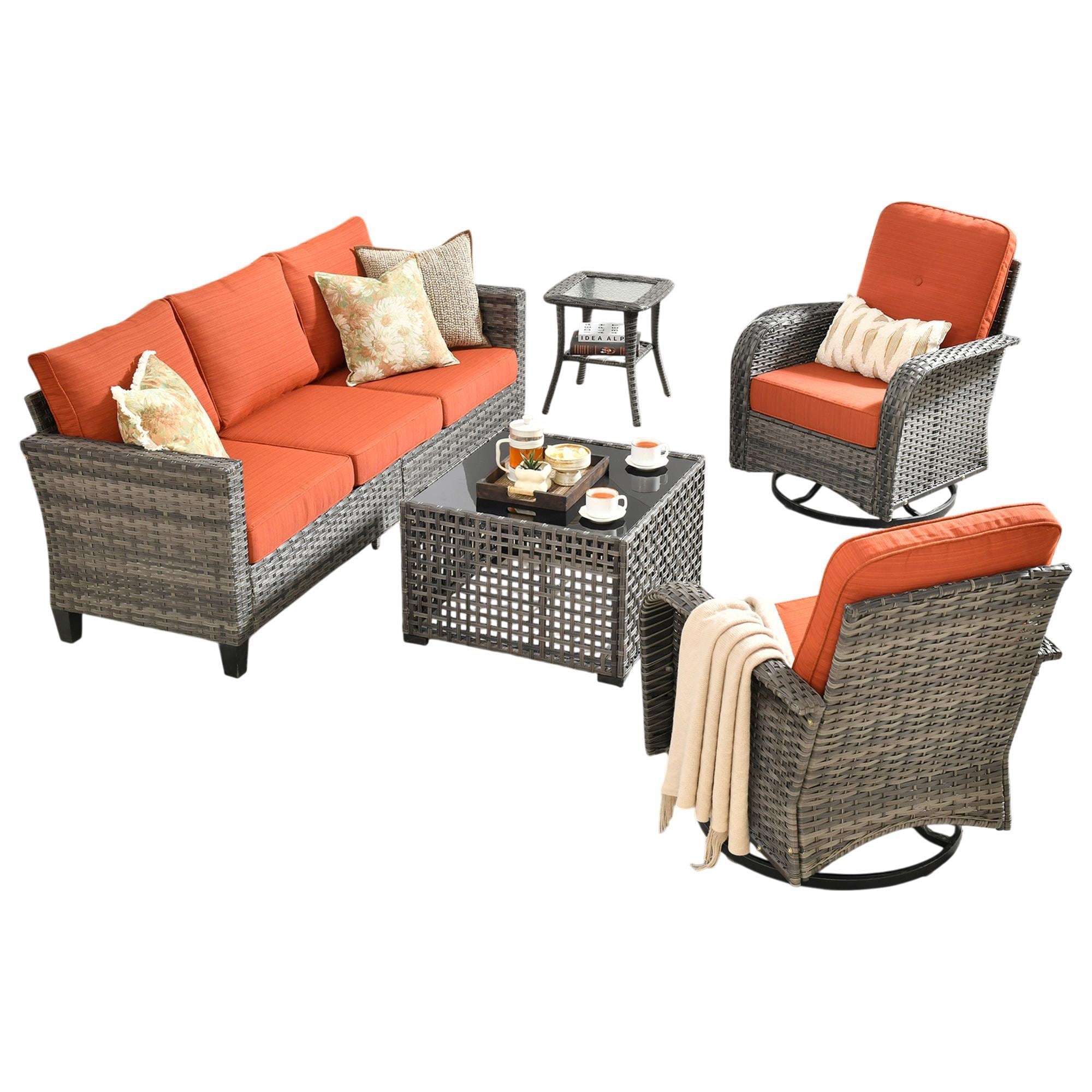 HOMLUX 5-Piece Outdoor Conversation Set in Dark Gray
