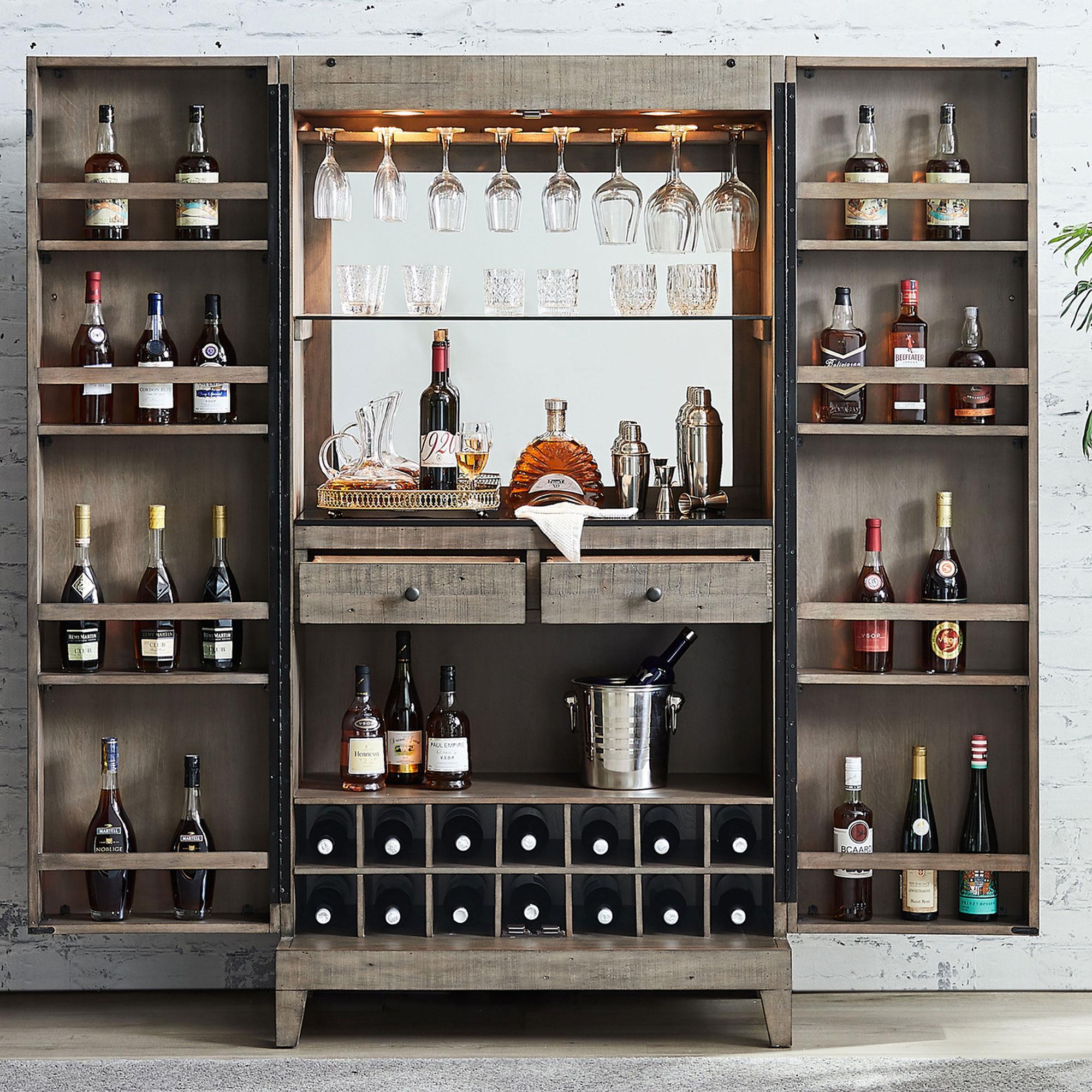 Imperial Aurora Wine Cabinet in Stone Grey and Black