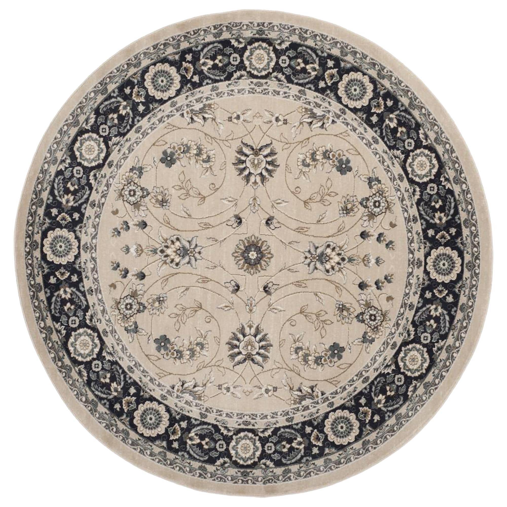 Safavieh Lyndhurst 7' Round Light Beige and Anthracite Area Rug