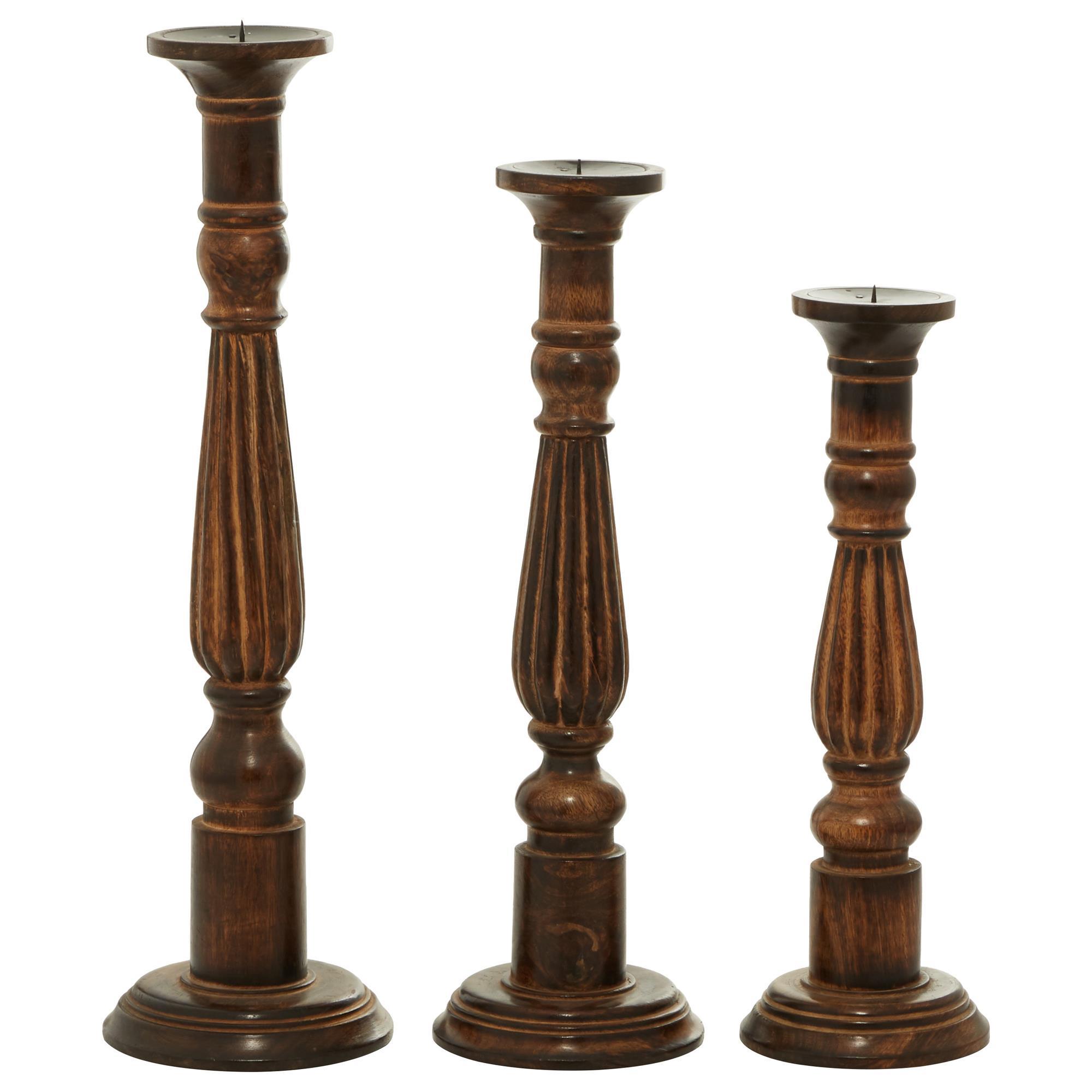 Maple And Jade Dark Wood Candle Holders In Brown Set Of 3 Nebraska Furniture Mart