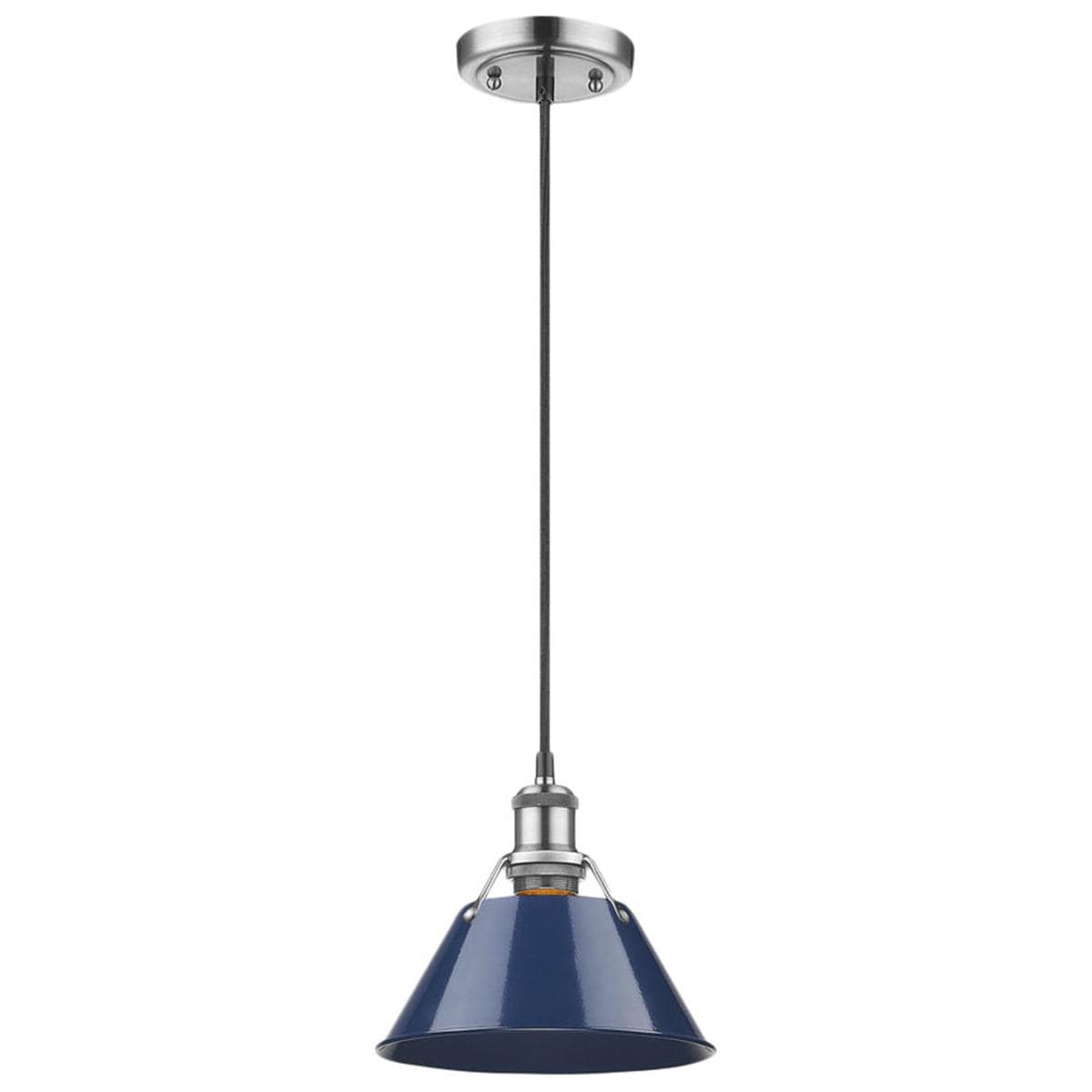 Orwell Small Pendant 7 Pewter with Navy Blue Shade Orwell Small Pendant 7 Pewter with Navy Blue Shade