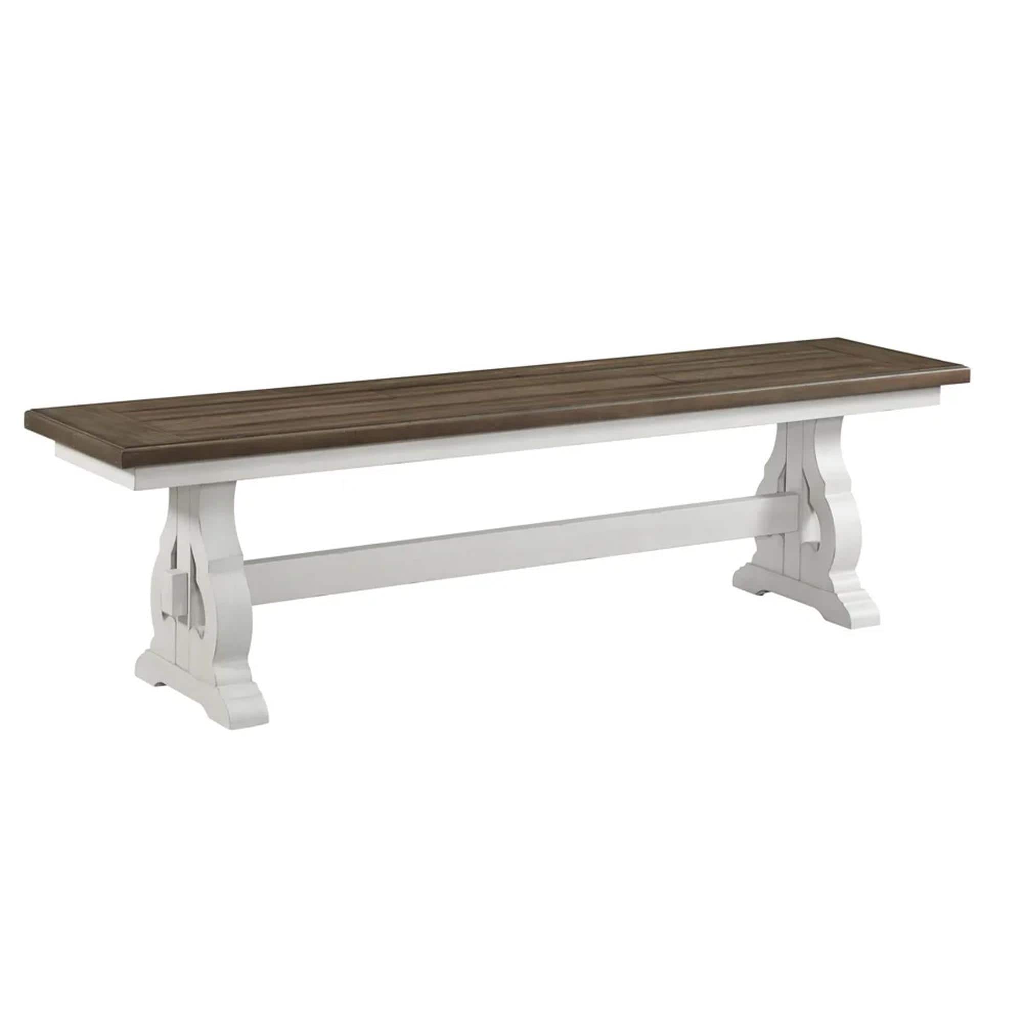 Hawthorne Furniture Drake Dining Bench in Rustic White and French