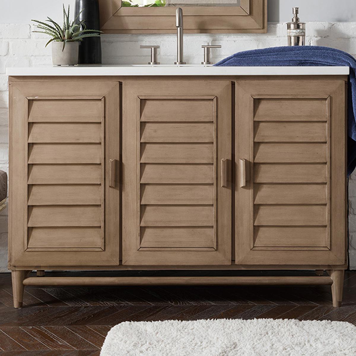 James Martin Portland 48" Single Vanity in White Washed Walnut with 3