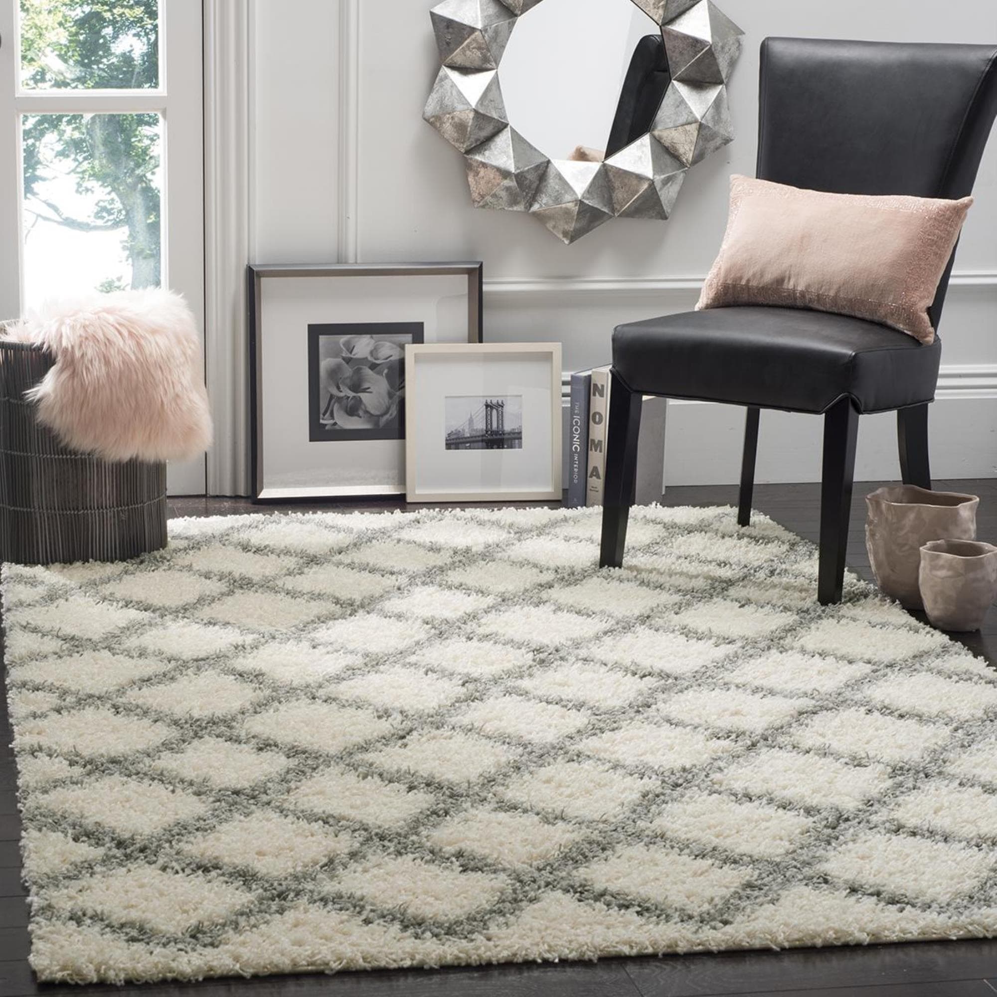 Safavieh Dallas Shag SGD258F-3 3' x 5' Ivory/Grey Area Rug