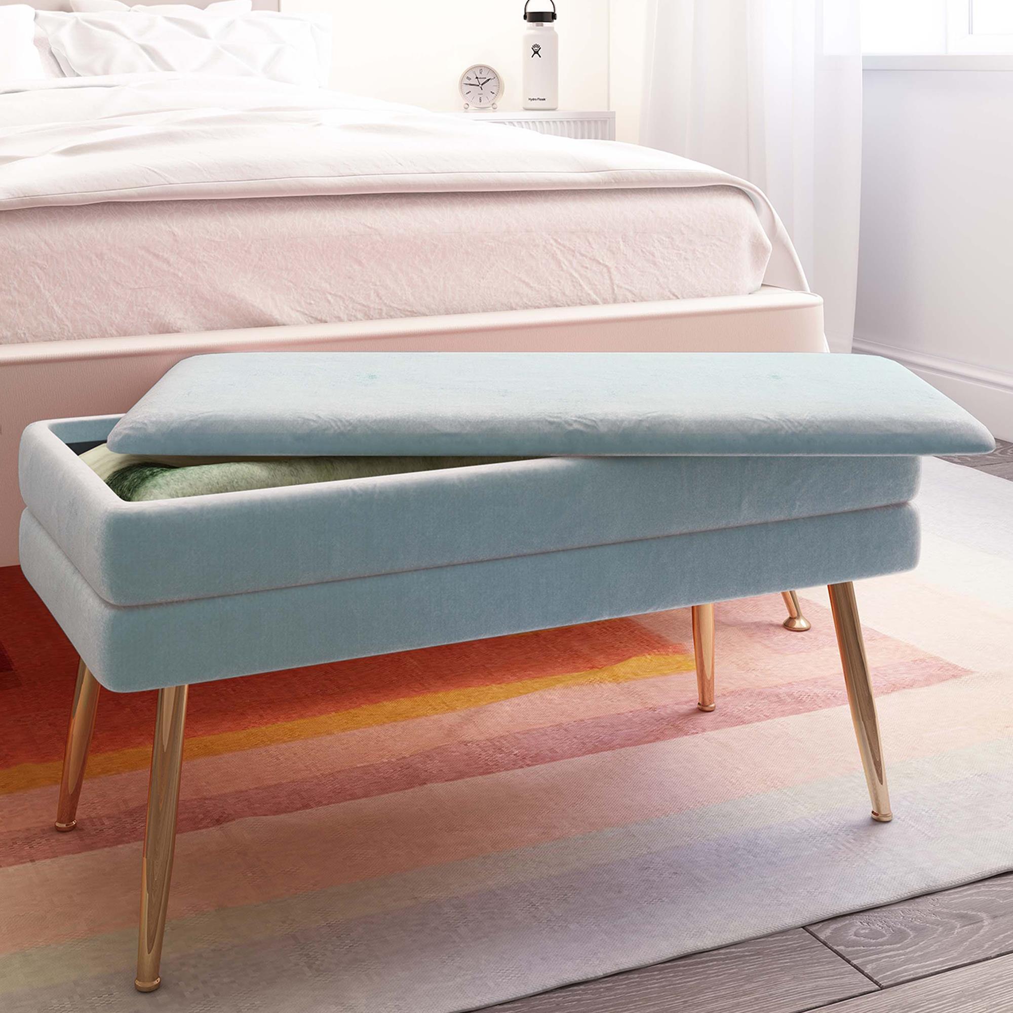 Tov Furniture Ziva Storage Bench in Sea Blue Nebraska Furniture Mart