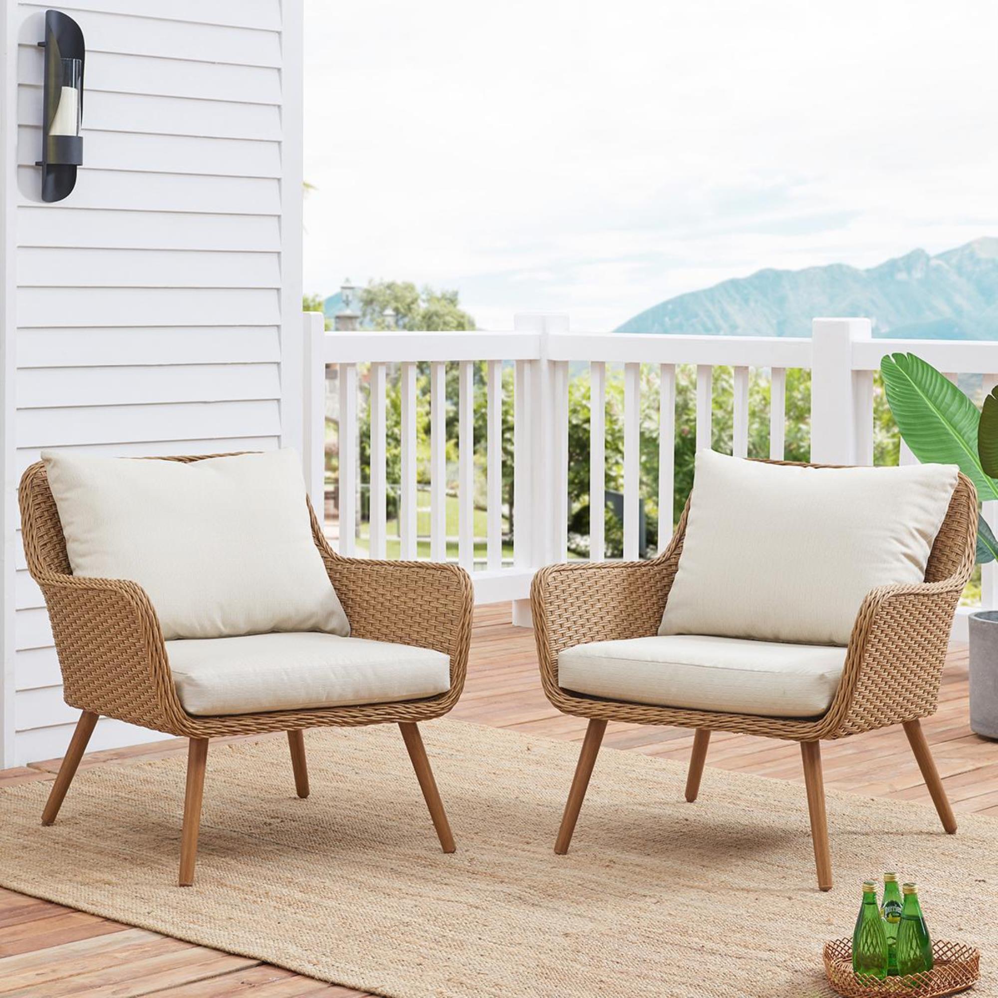 Crosley Furniture Landon 2Piece Outdoor Wicker Chair Set in Light