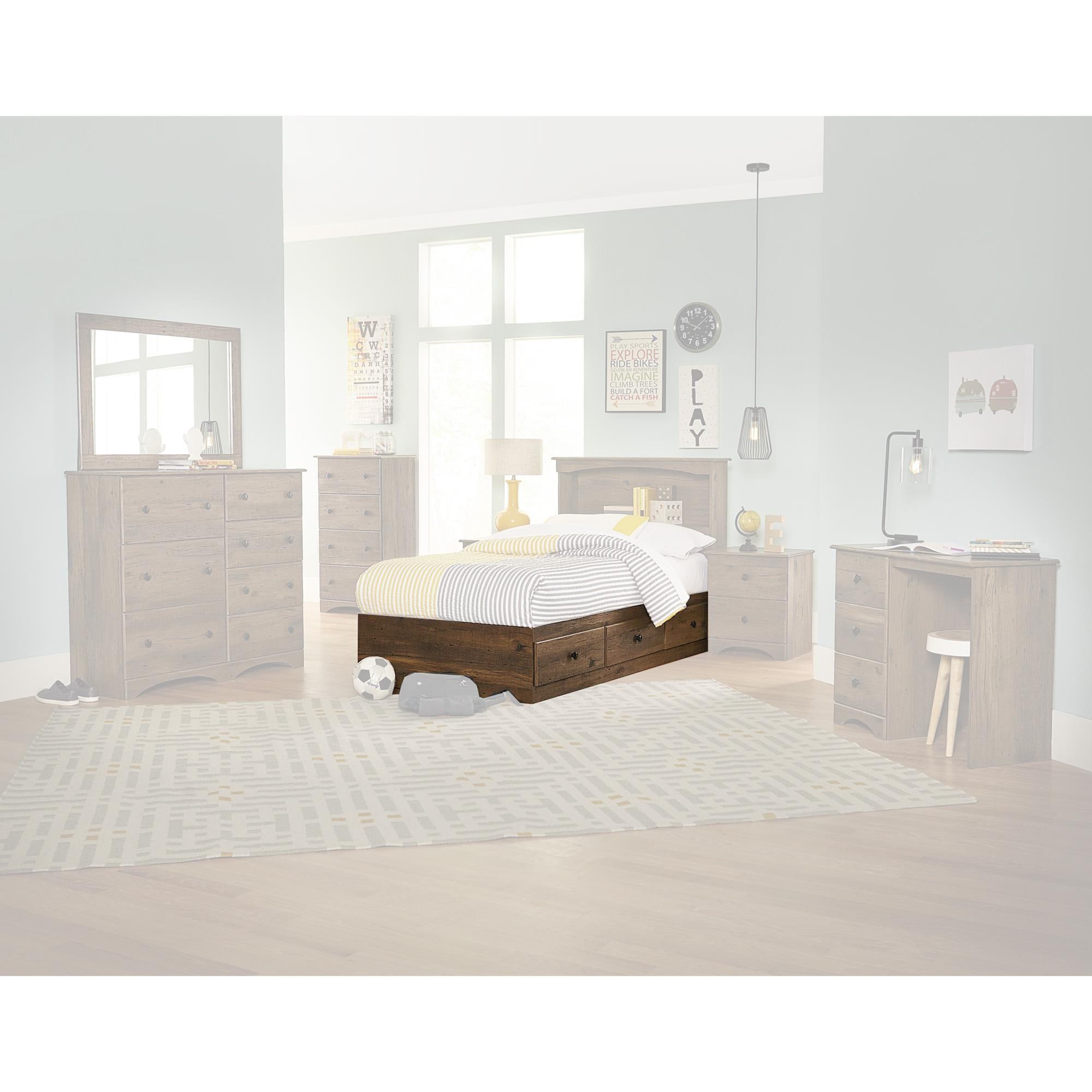 Lemoore Essential Twin Mates Bed in Aspen Oak