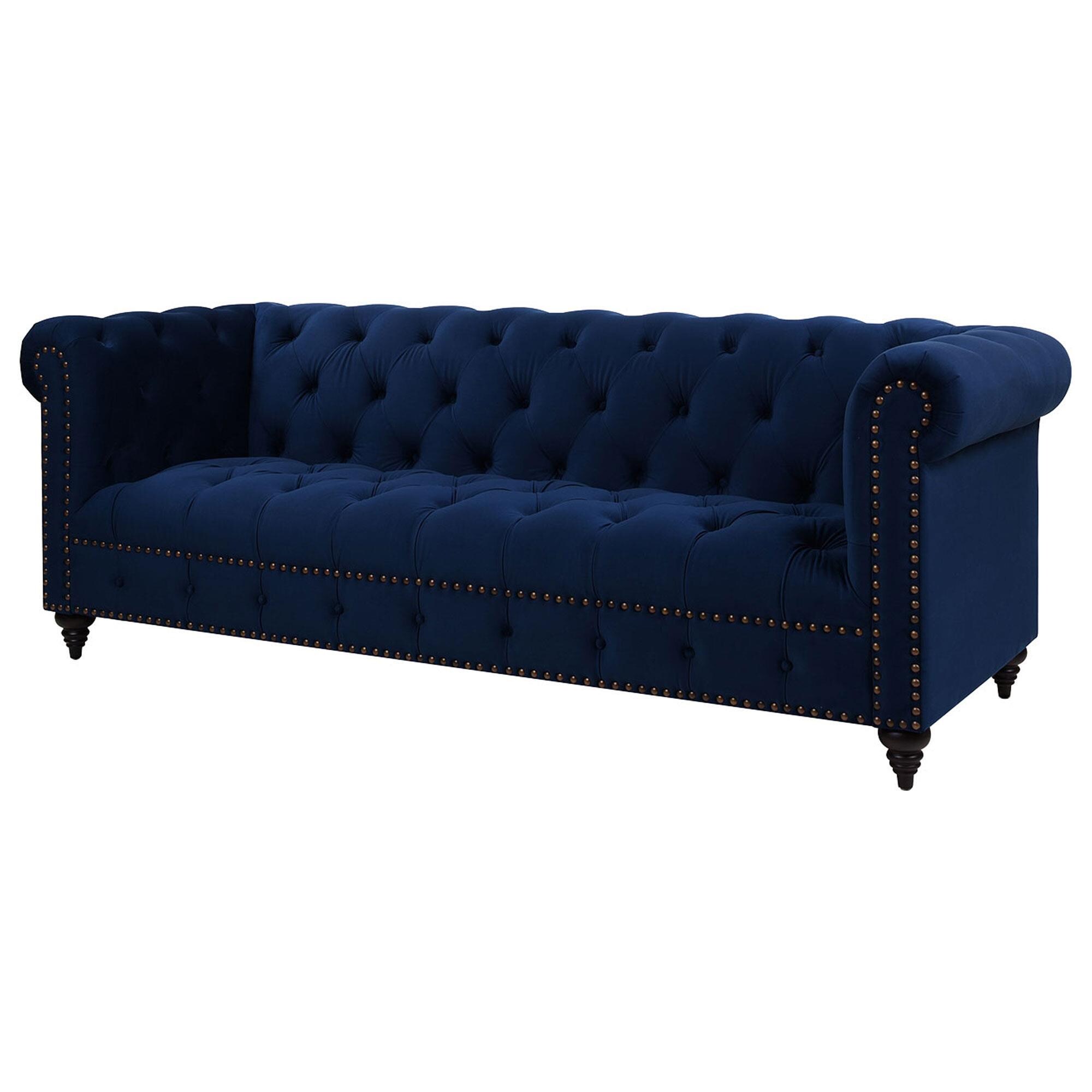 Jennifer Taylor Home Alto Sofa in Navy Blue Velvet Nebraska Furniture
