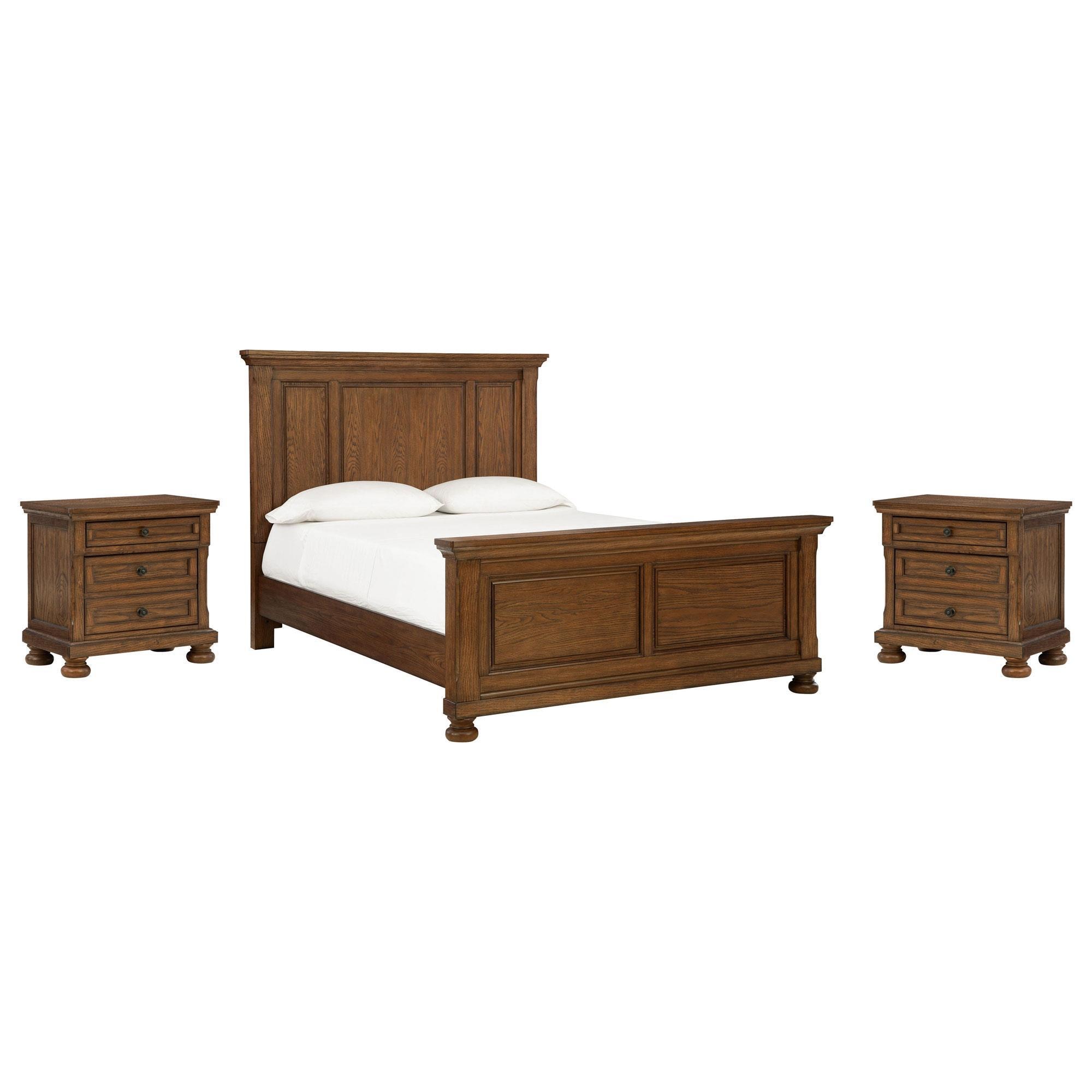 Ashley Zackaryn 3 Piece Queen Bedroom Set in Warm Brown with Panel