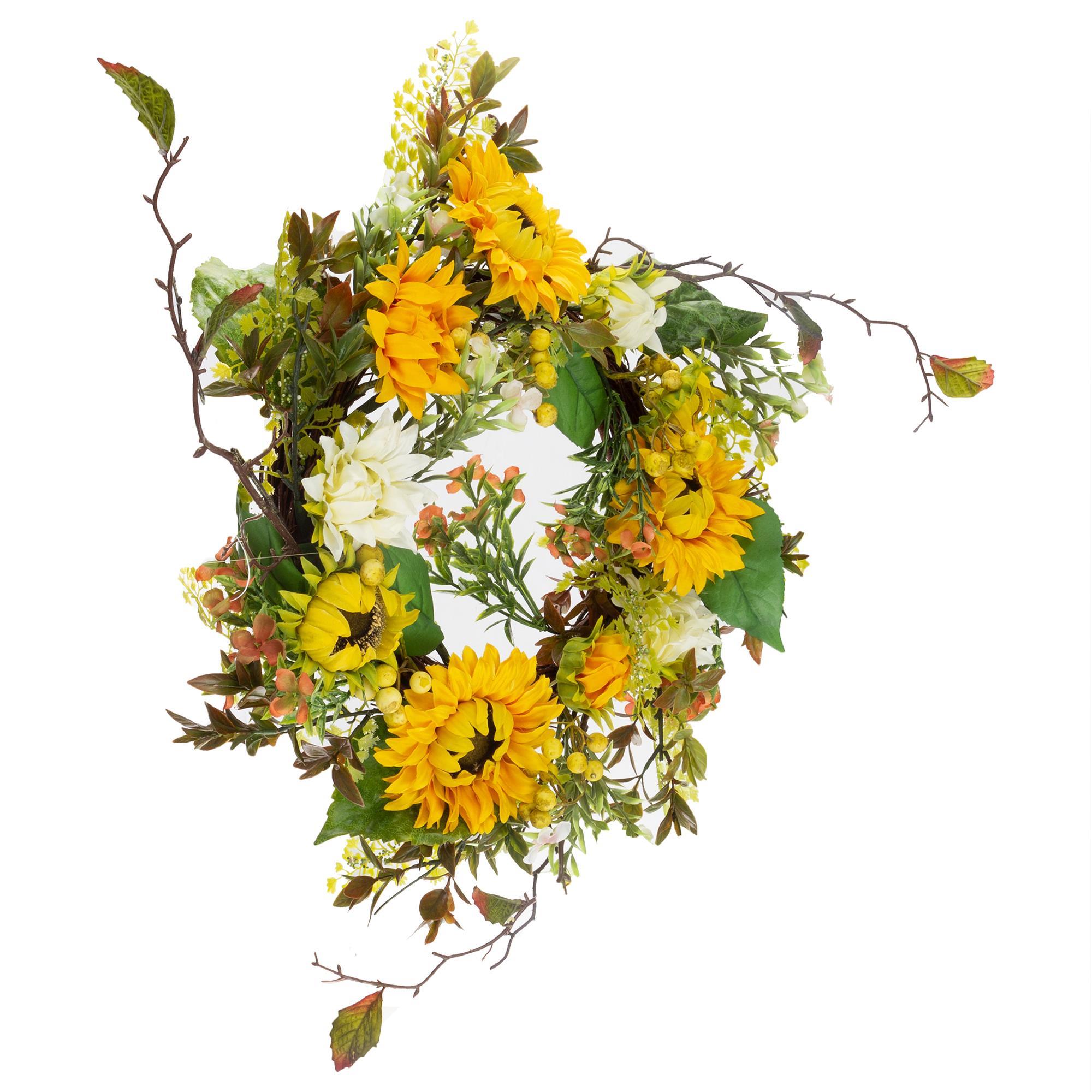 Timberlake 22" Sunflower Wreath in Yellow, Green and White