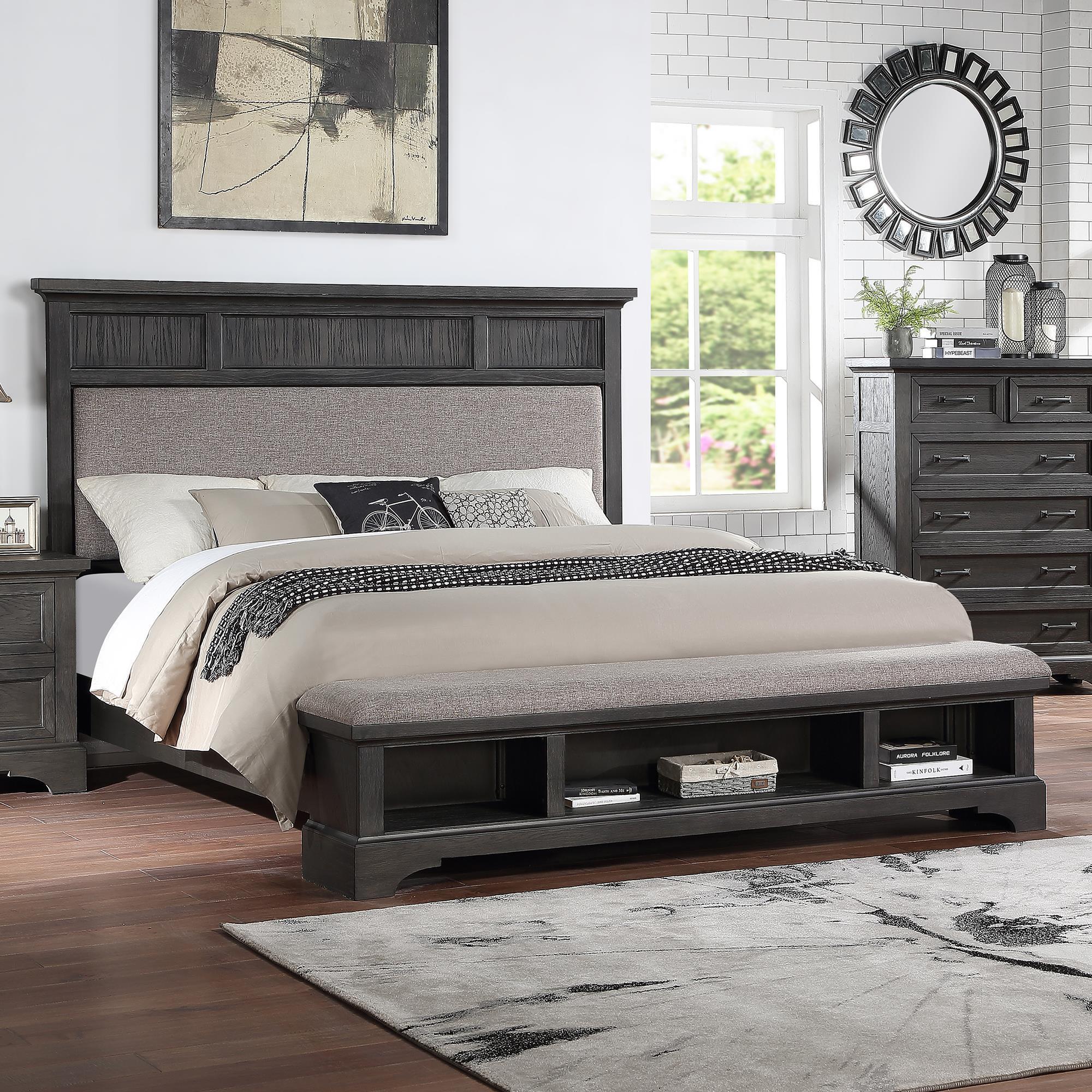 Frankfurt Furniture Prescott King Storage Bed in Gray Oak NFM