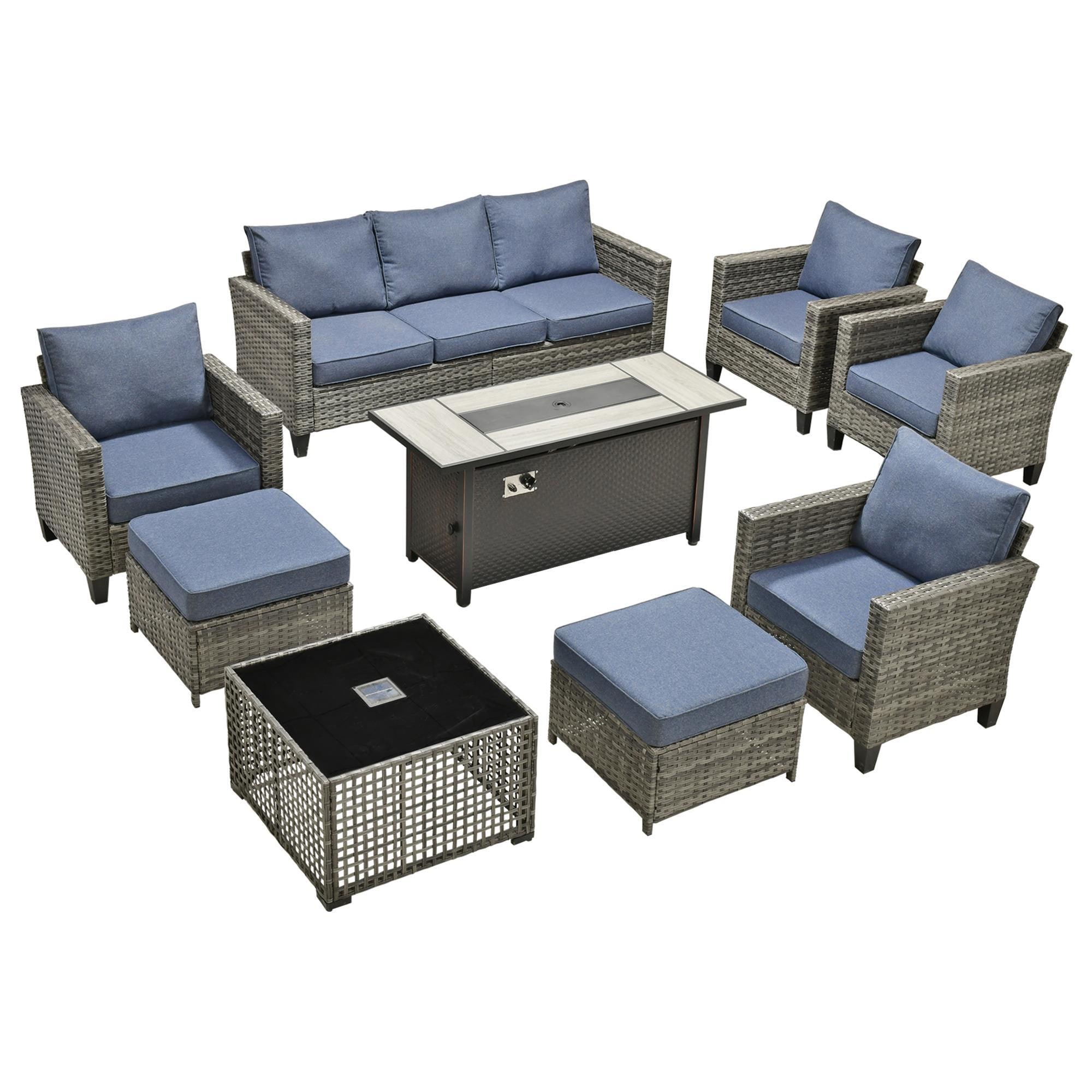 HOMLUX 9-Piece Patio Furniture Set in Orange