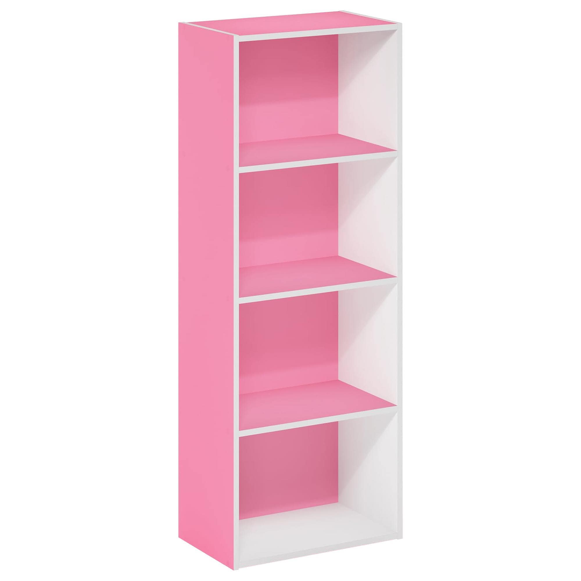 HOMLUX 4-Tier Open Shelf Bookcase in Pink and White