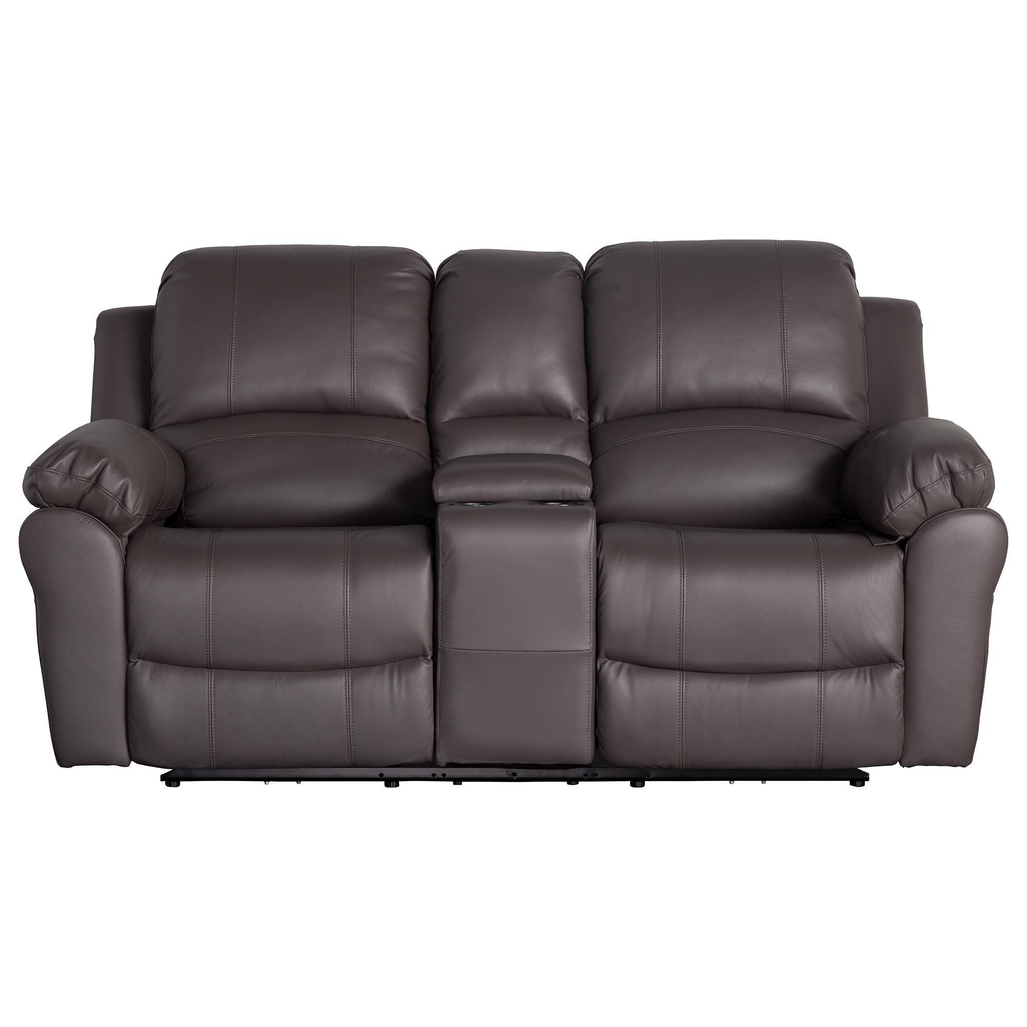 Oxford Furniture Cheers Leather Power Reclining Console Loveseat 
