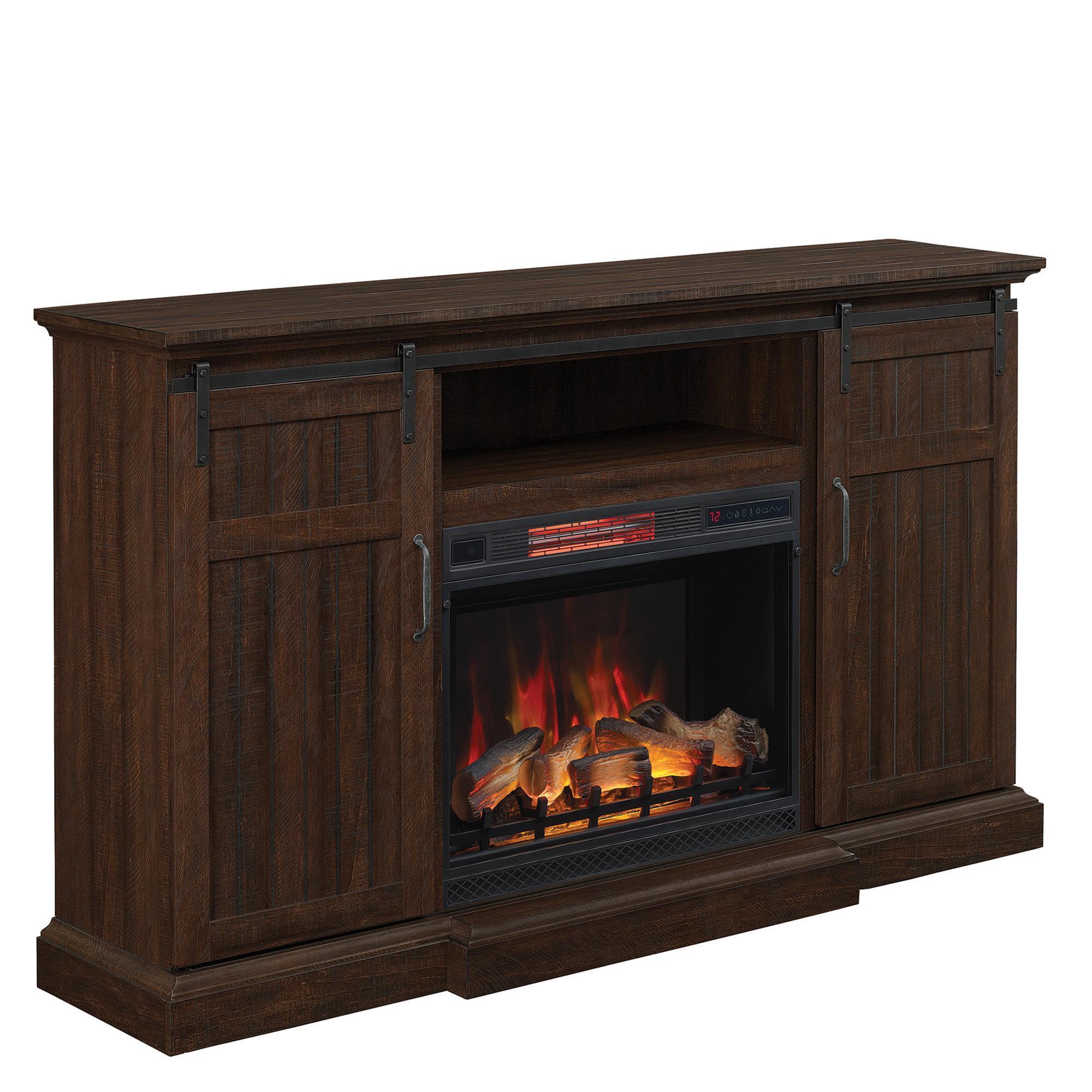 Fabio Flames Manning TV Stand with Fireplace Mantel in Espresso NFM