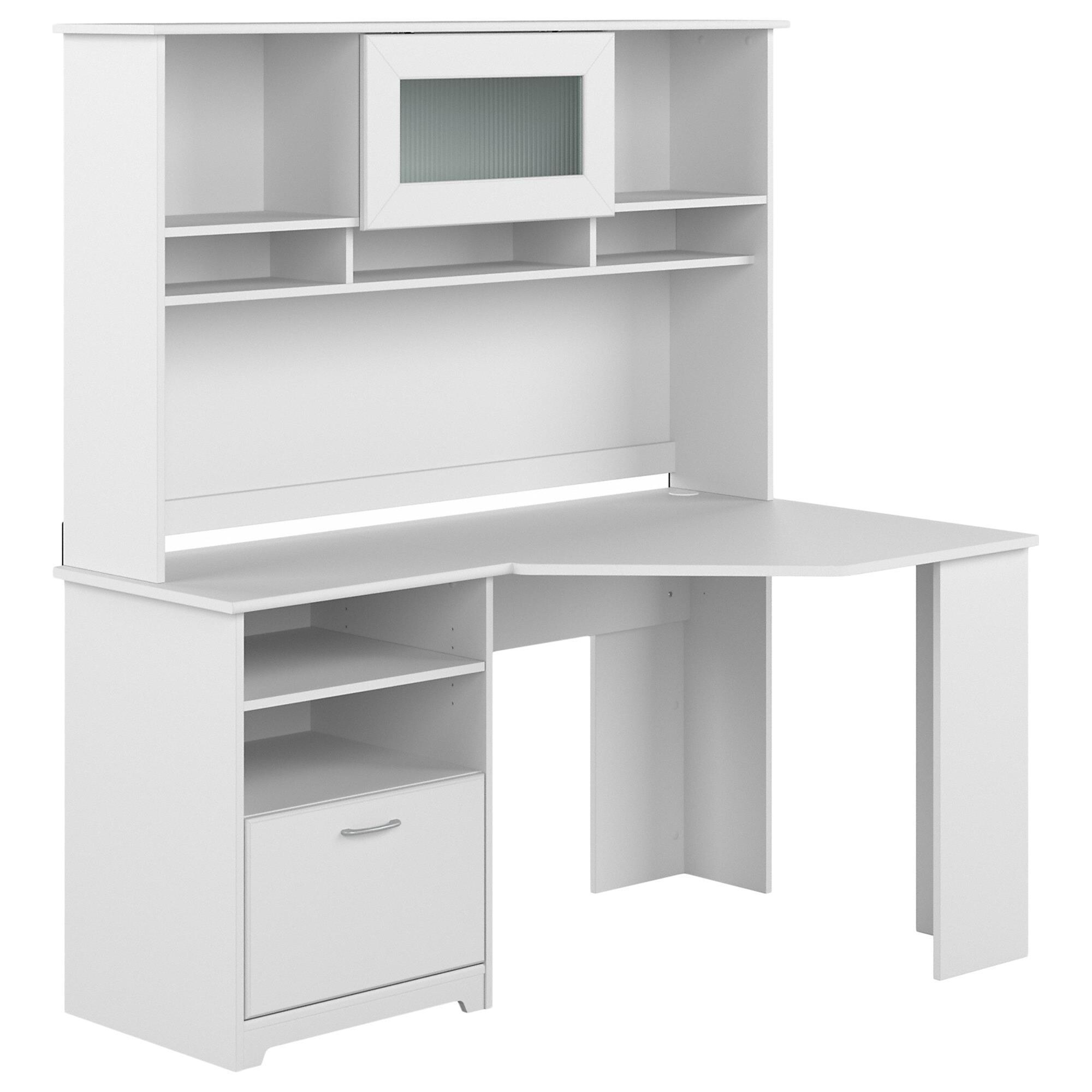 Bush Cabot 60" Corner Desk with Hutch in White NFM
