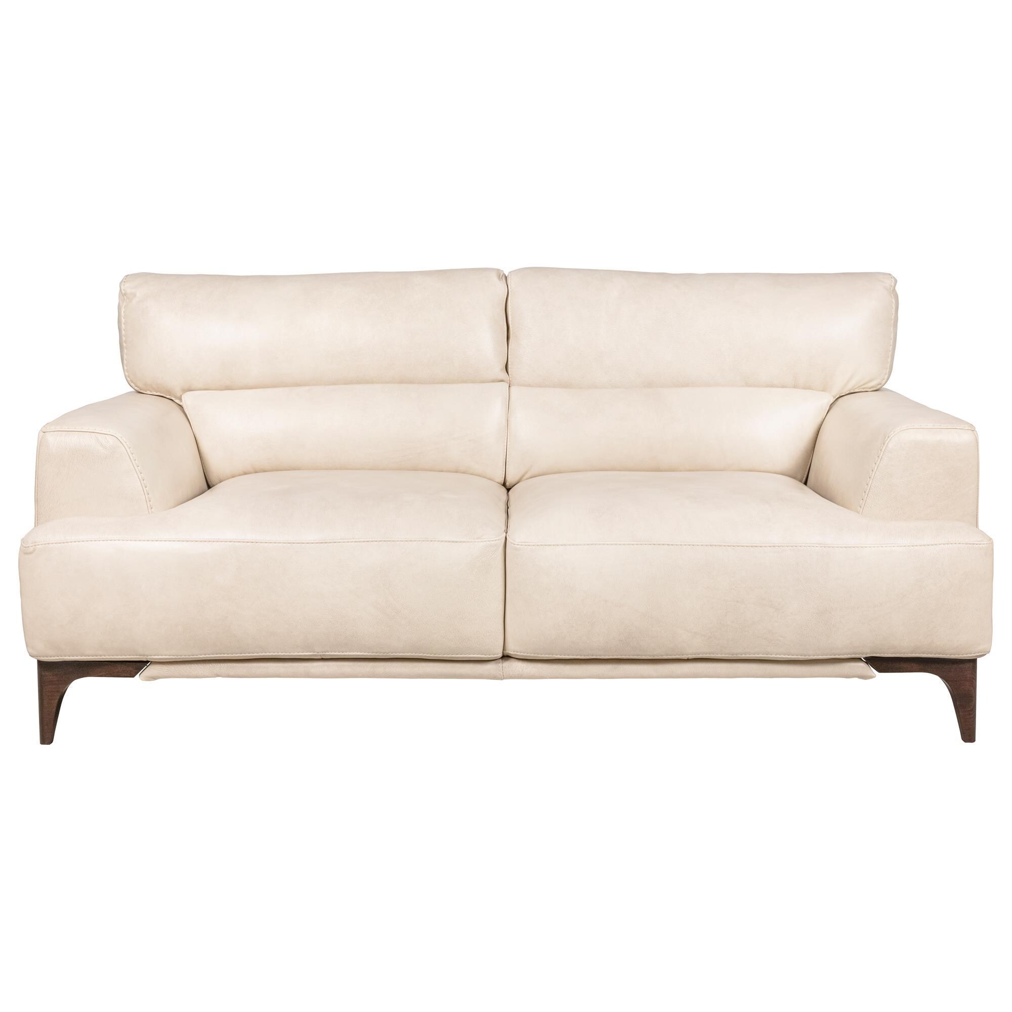 Softline Leather Stationary Loveseat in Havana Ivory | Shop NFM 