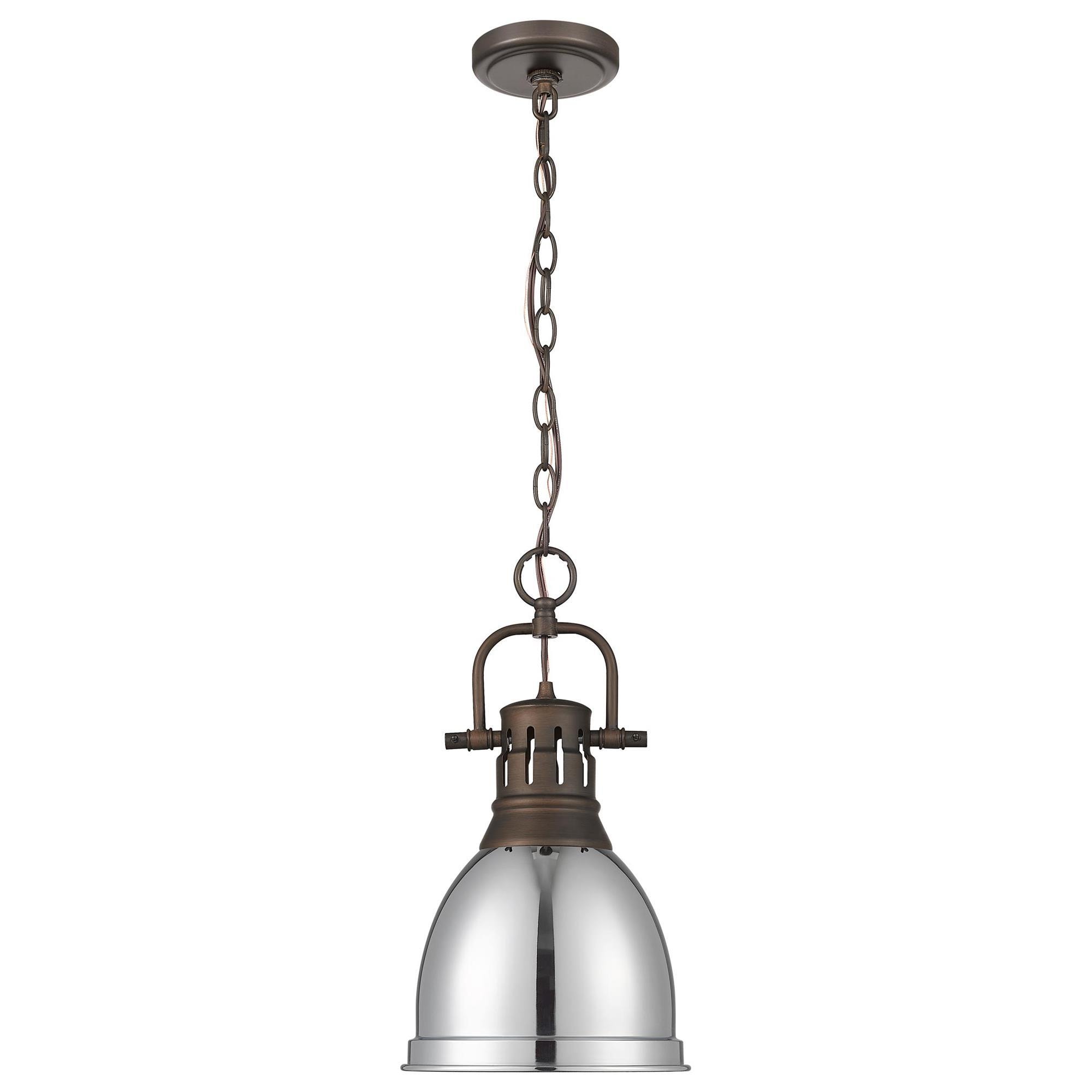 Golden Lighting Duncan 1-Light Small Pendant with Chain and Chrome