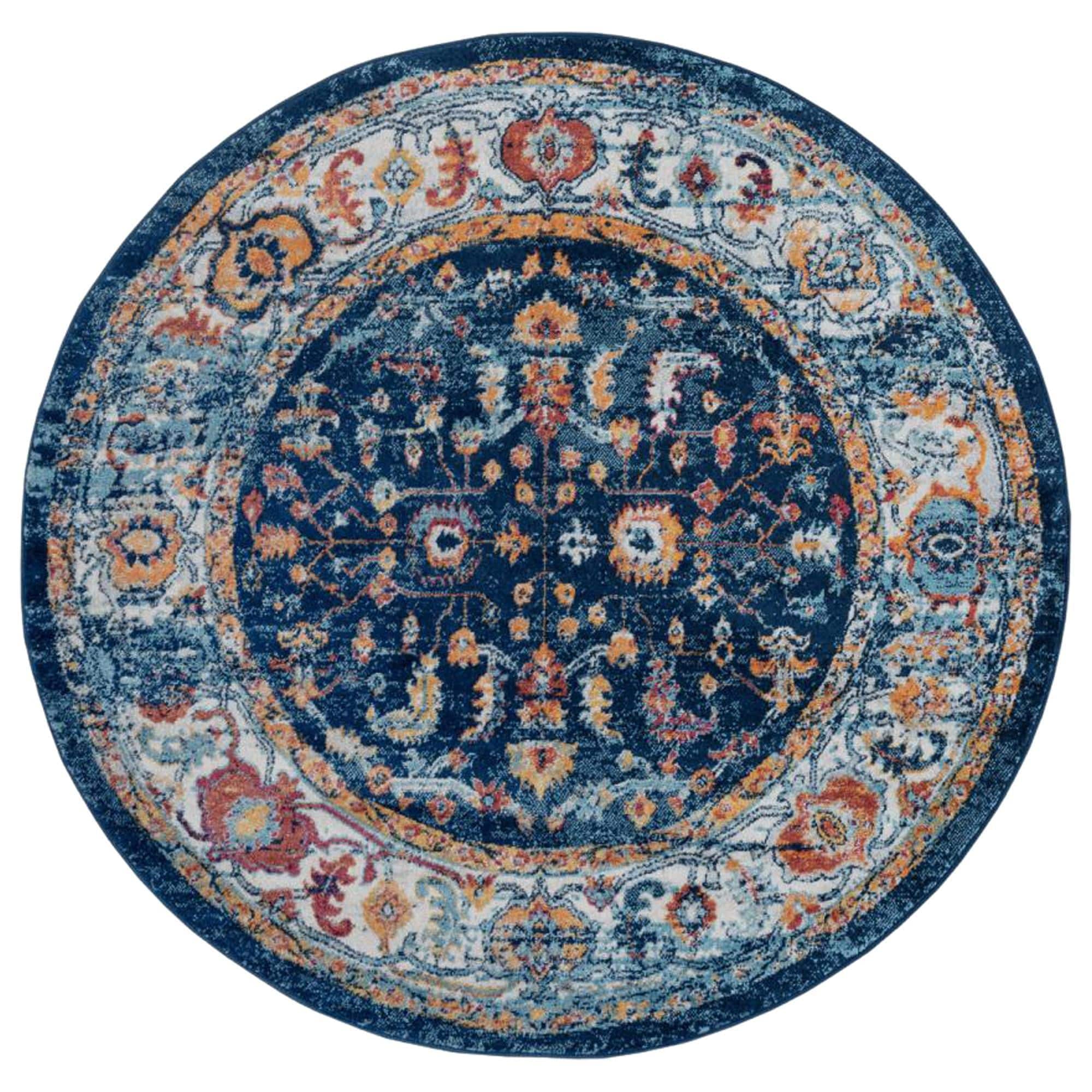 Large Navy Round Rugs Amer Rugs Alexandria 6'7