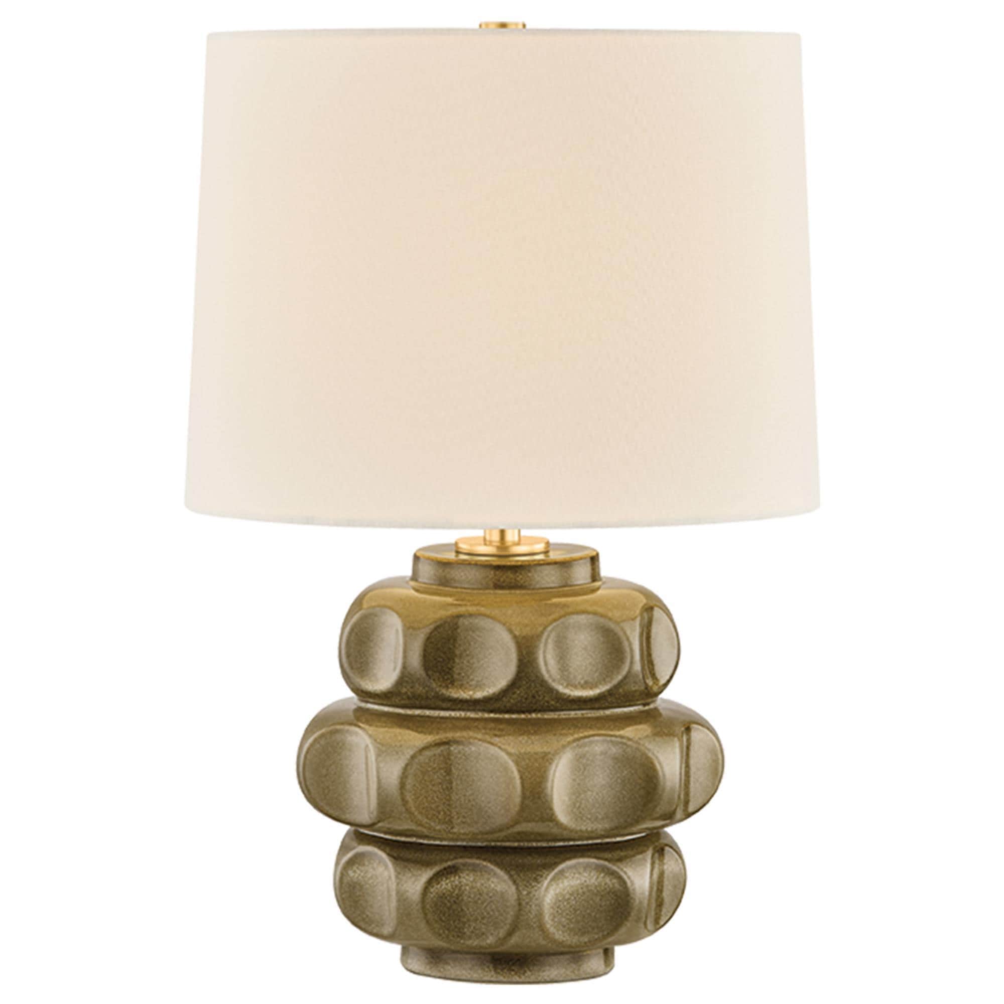 Mitzi Lighting Drew Table Lamp in Aged Brass and Mocha Luce