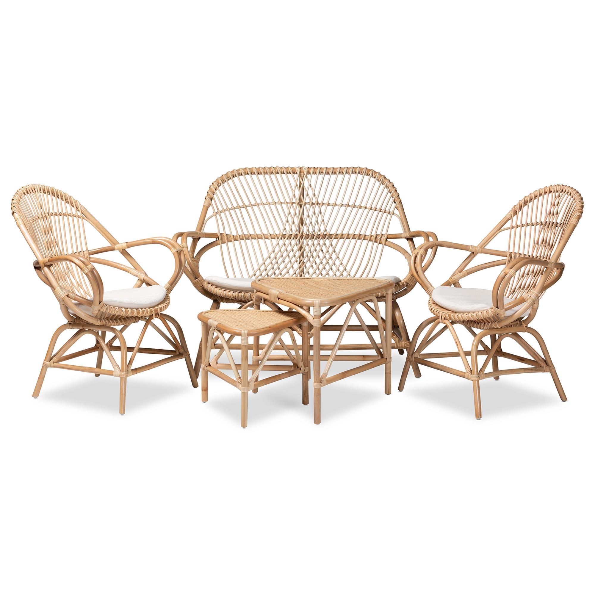 Baxton Studio Jayden 5Piece Living Room Set with White Cushion in