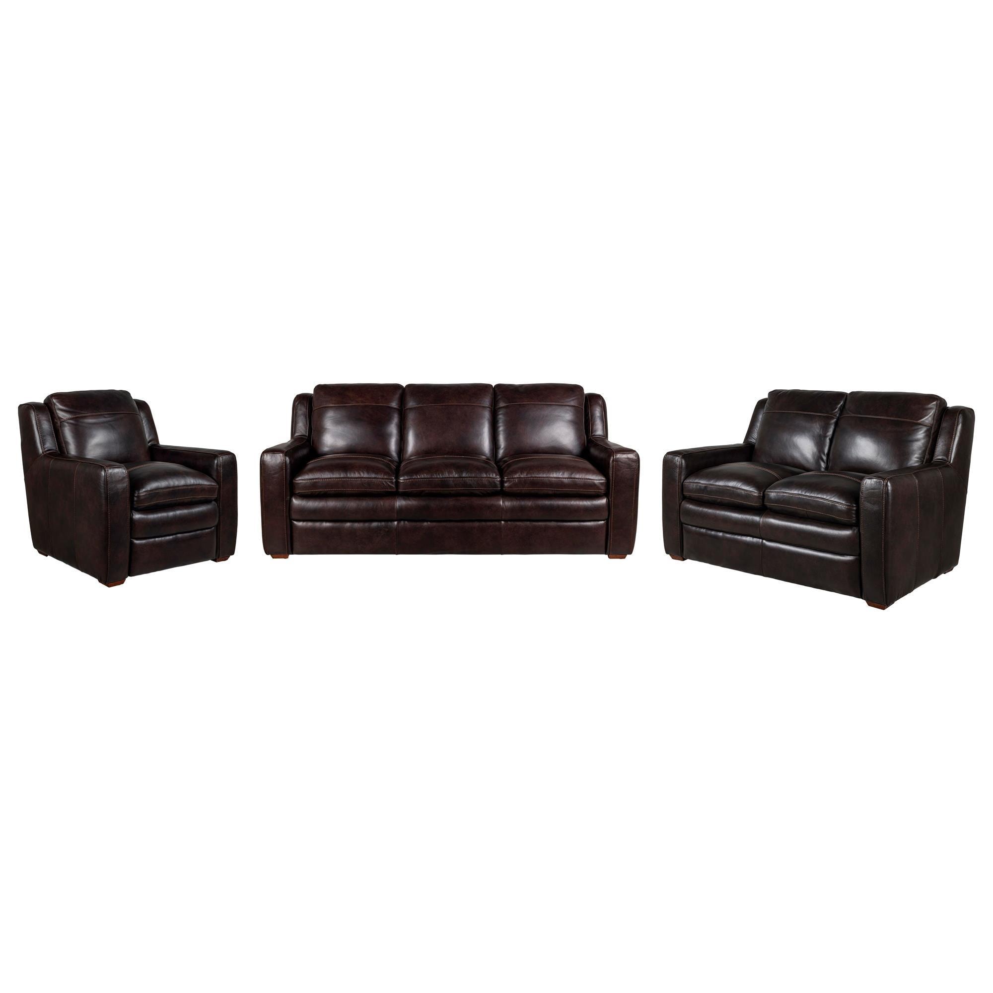Bordeaux & Co 3-Piece Stationary Leather Living Room Set in Berlin