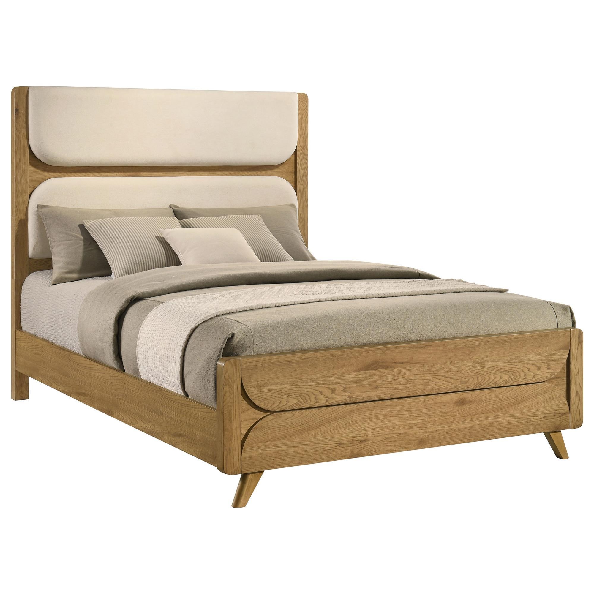 Pacific Landing Bennett Queen Upholstered Panel Bed in Cream and