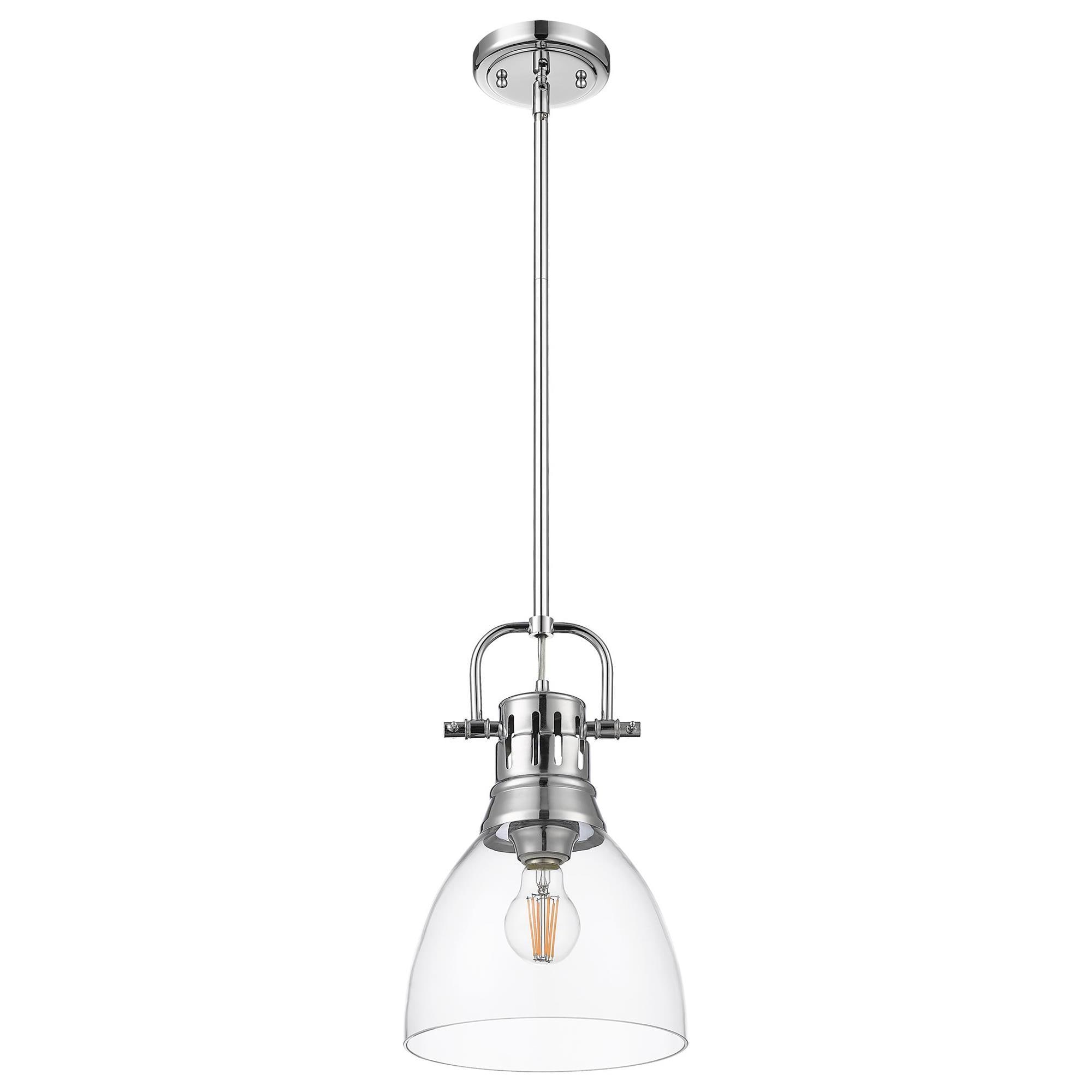 Golden Lighting Duncan 1-Light Small Pendant with Rod and Red