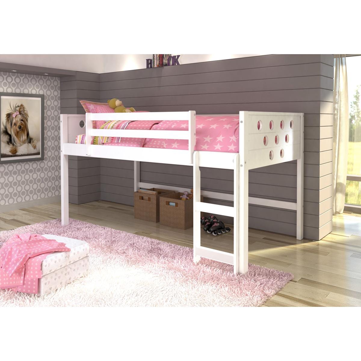 Forest Grove Circles Twin Loft Bed in White Shop NFM
