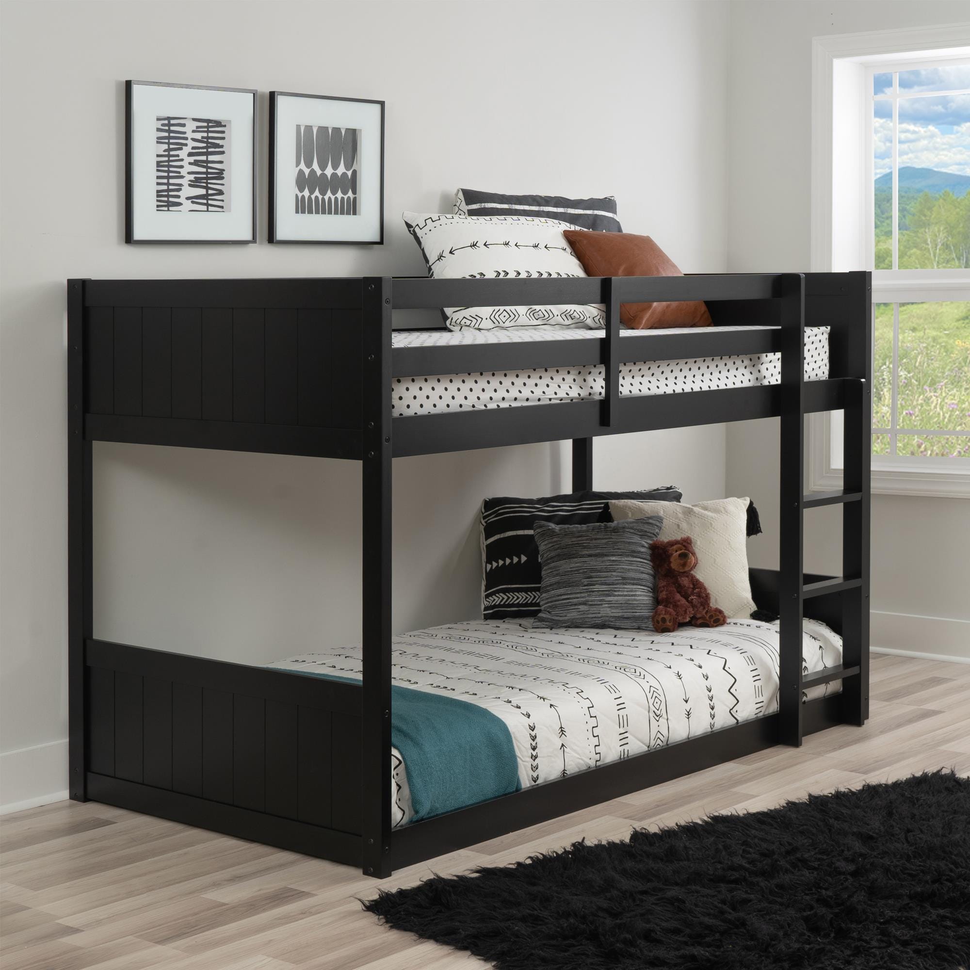 Linden Boulevard Dalton Low Profile Twin Bunk Bed in Black