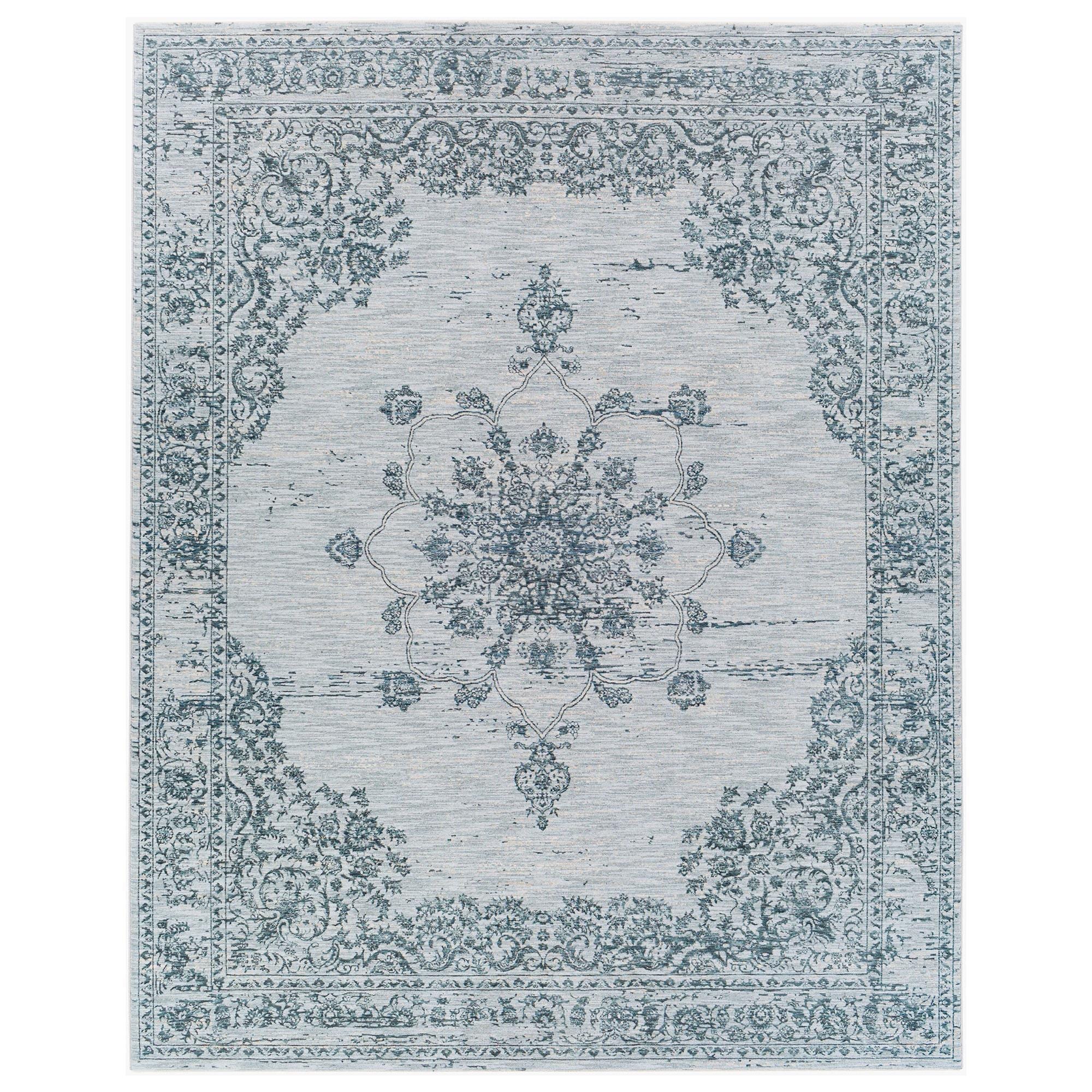 Surya Laila 7'10" x 10'3" Navy, Teal, Light Gray, Beige, Taupe and