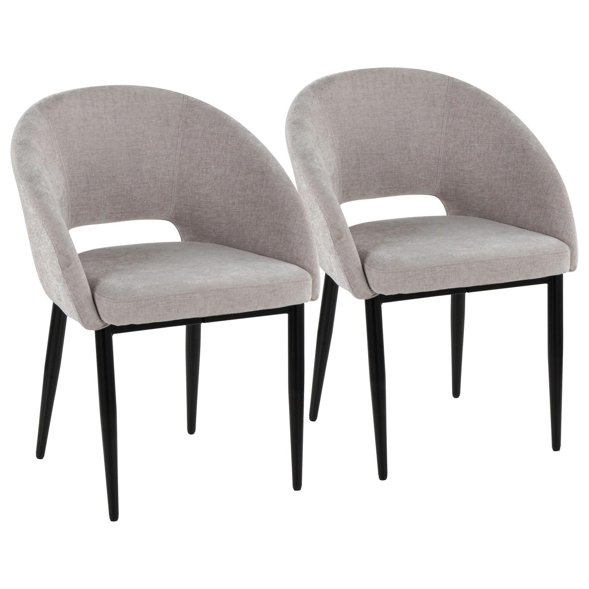 LumiSource Renee Upholstered Contemporary Chair in Black Metal and