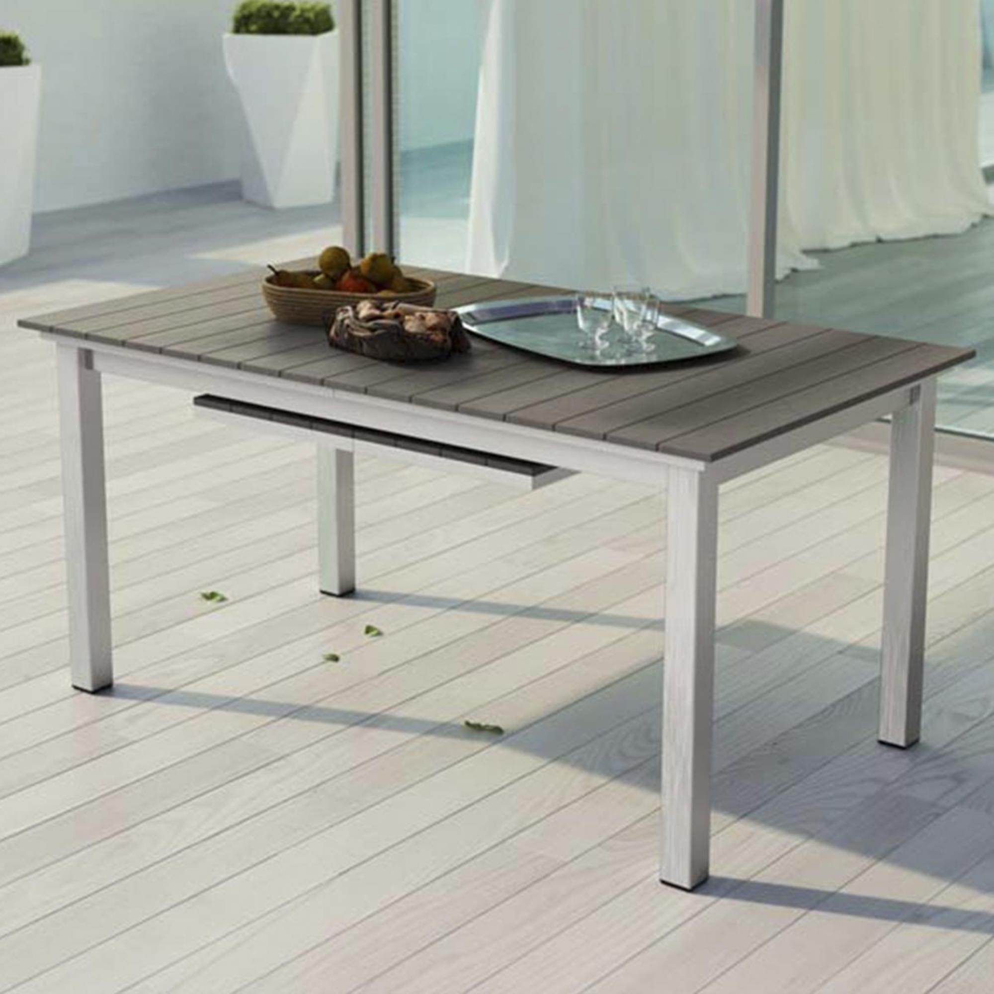 Modway Shore Outdoor Aluminum Extension Dining Table in Silver and Gray