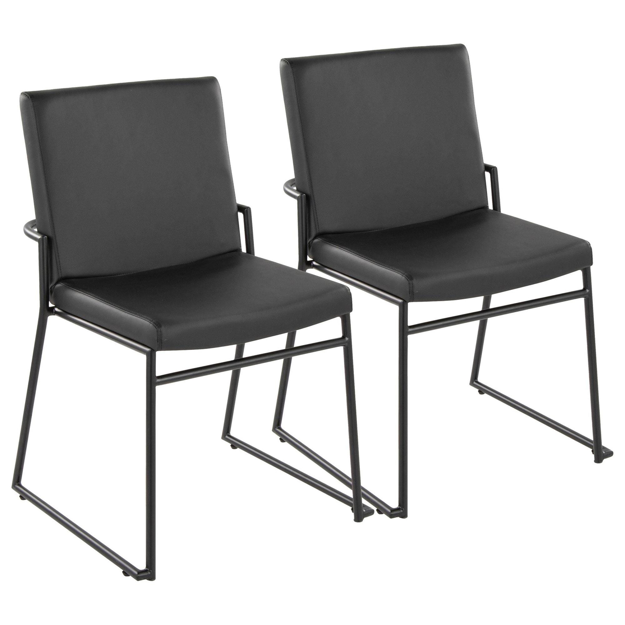 LumiSource Dutchess Side Chair with Black Faux Leather Cushion in