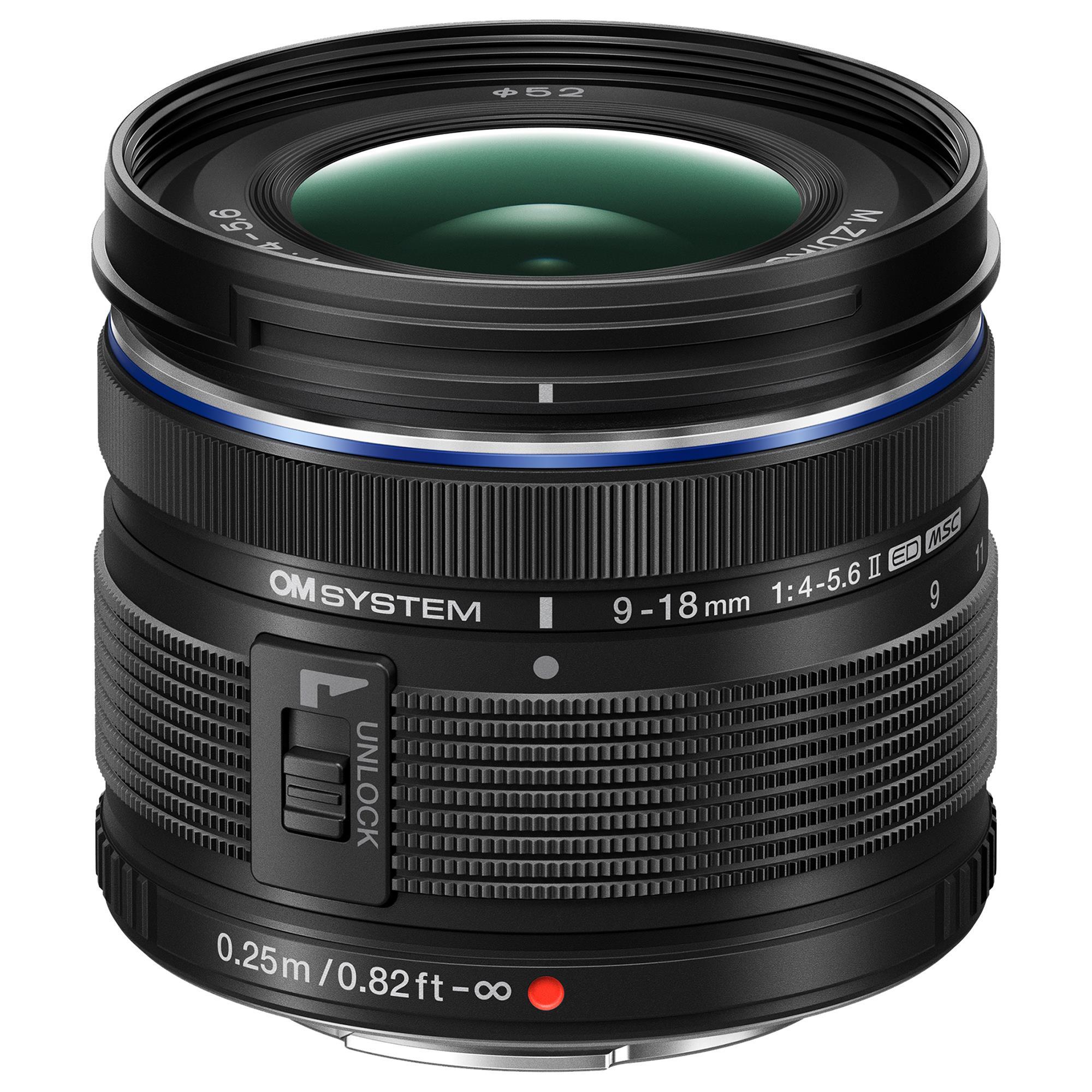 OM- System M.Zuiko Digital ED 9-18mm f/4.0-5.6 II Lens in Black