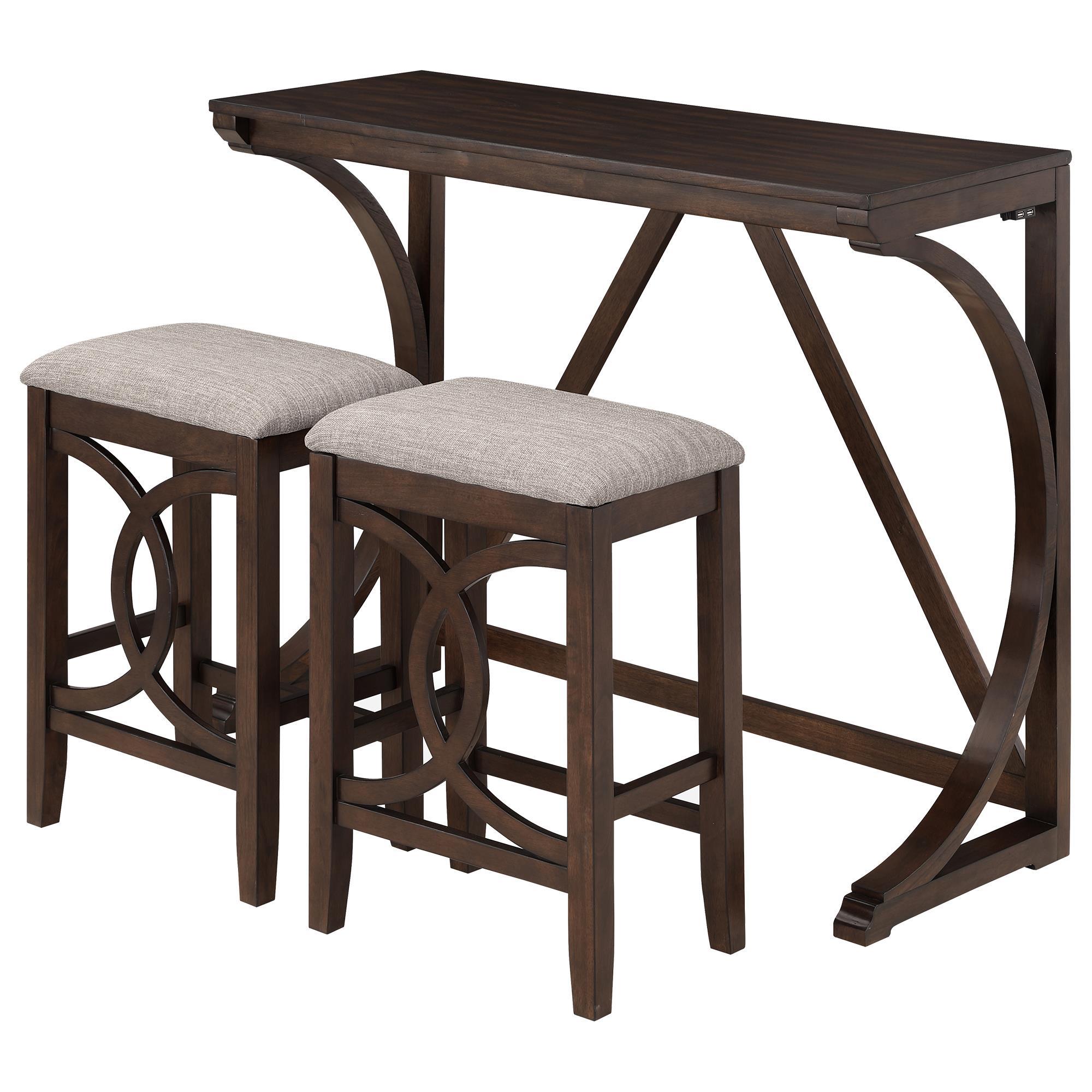 New Heritage Design Bella 3Piece Counter Sofa Table with Stools Set in