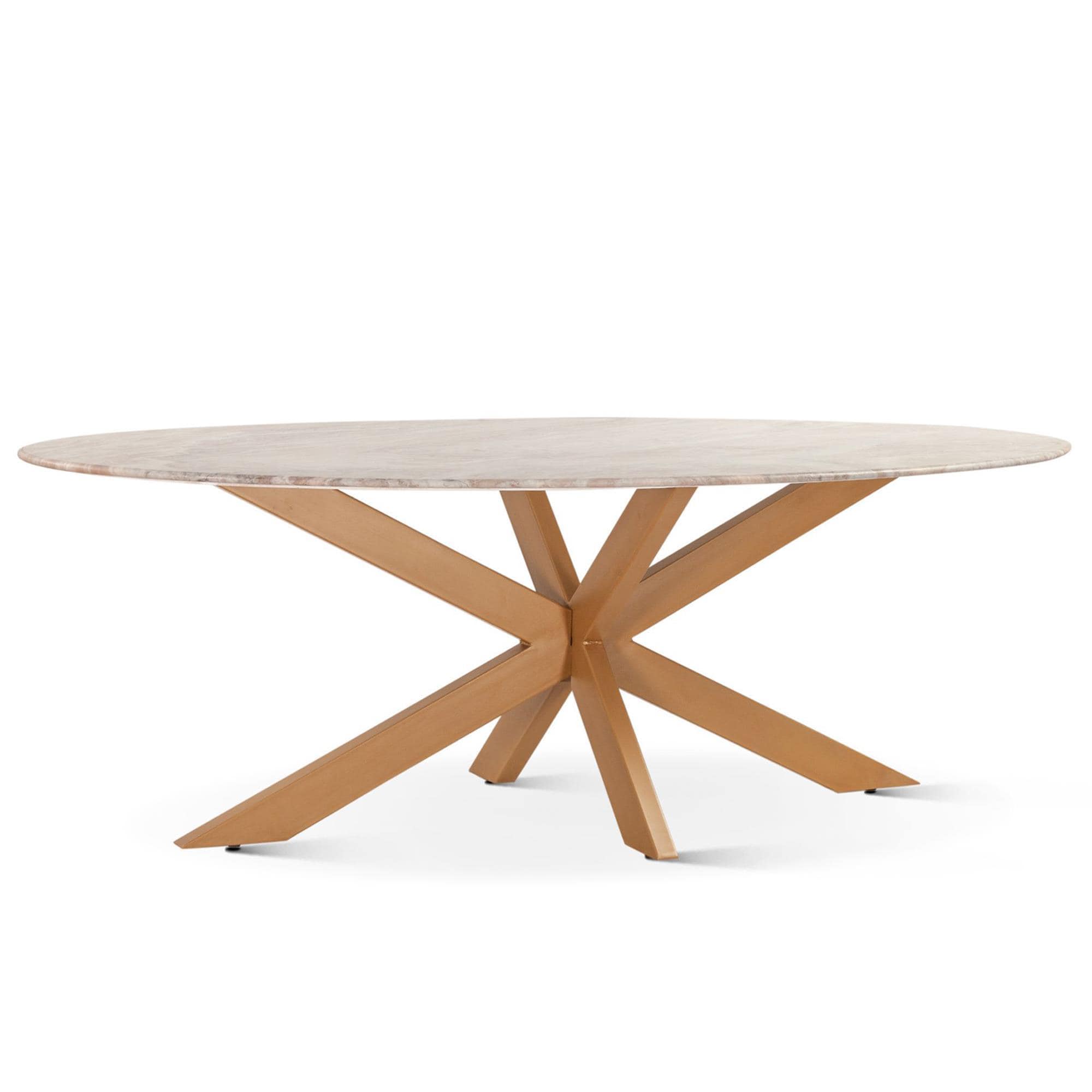 Home Trends & Design Malibu Oval Dining Table in Antique Gold and Sawar