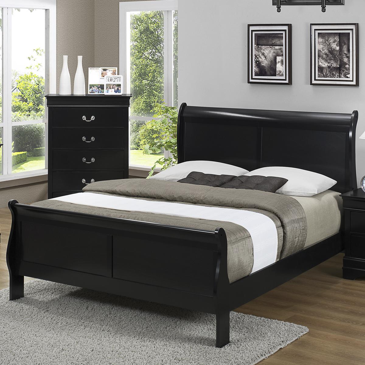 Claremont Louis Philip Full Sleigh Bed in Black Nebraska Furniture Mart