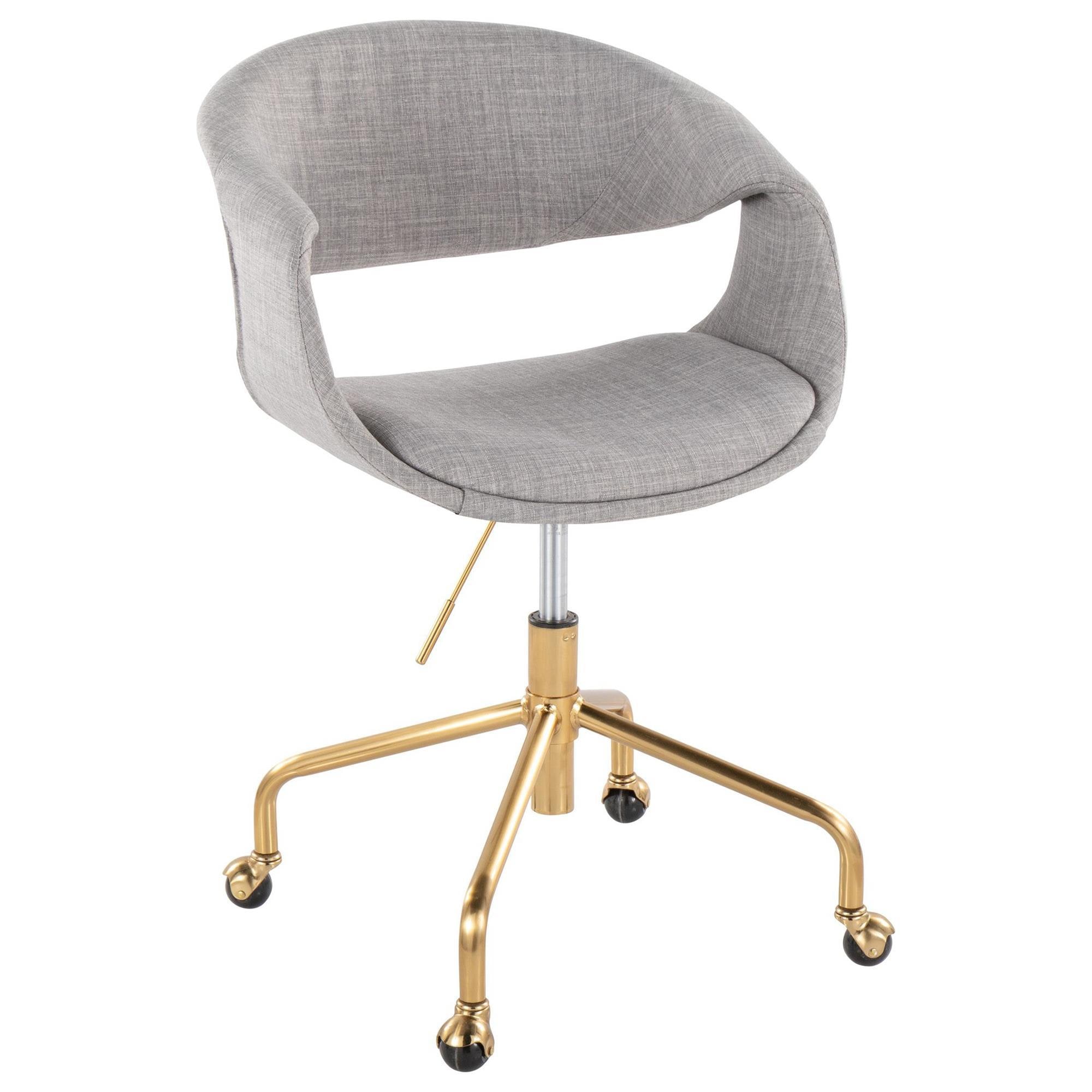 Lumisource Curvo Task Chair with Camel Cushion in Gold