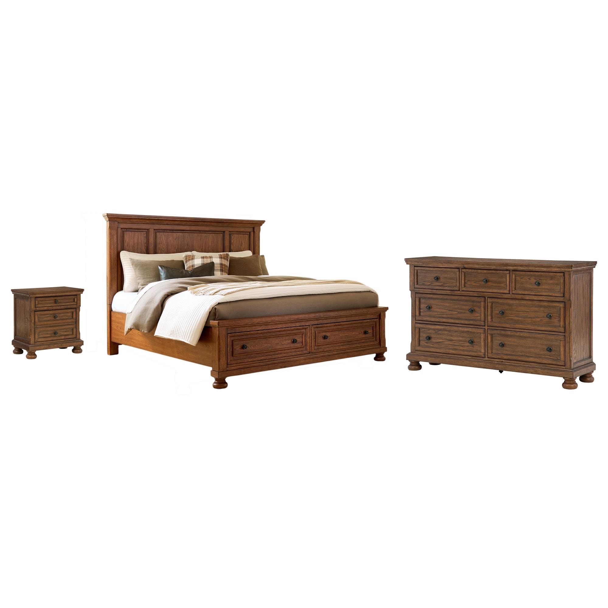 Ashley Zackaryn 3 Piece California King Bedroom Set in Warm Brown